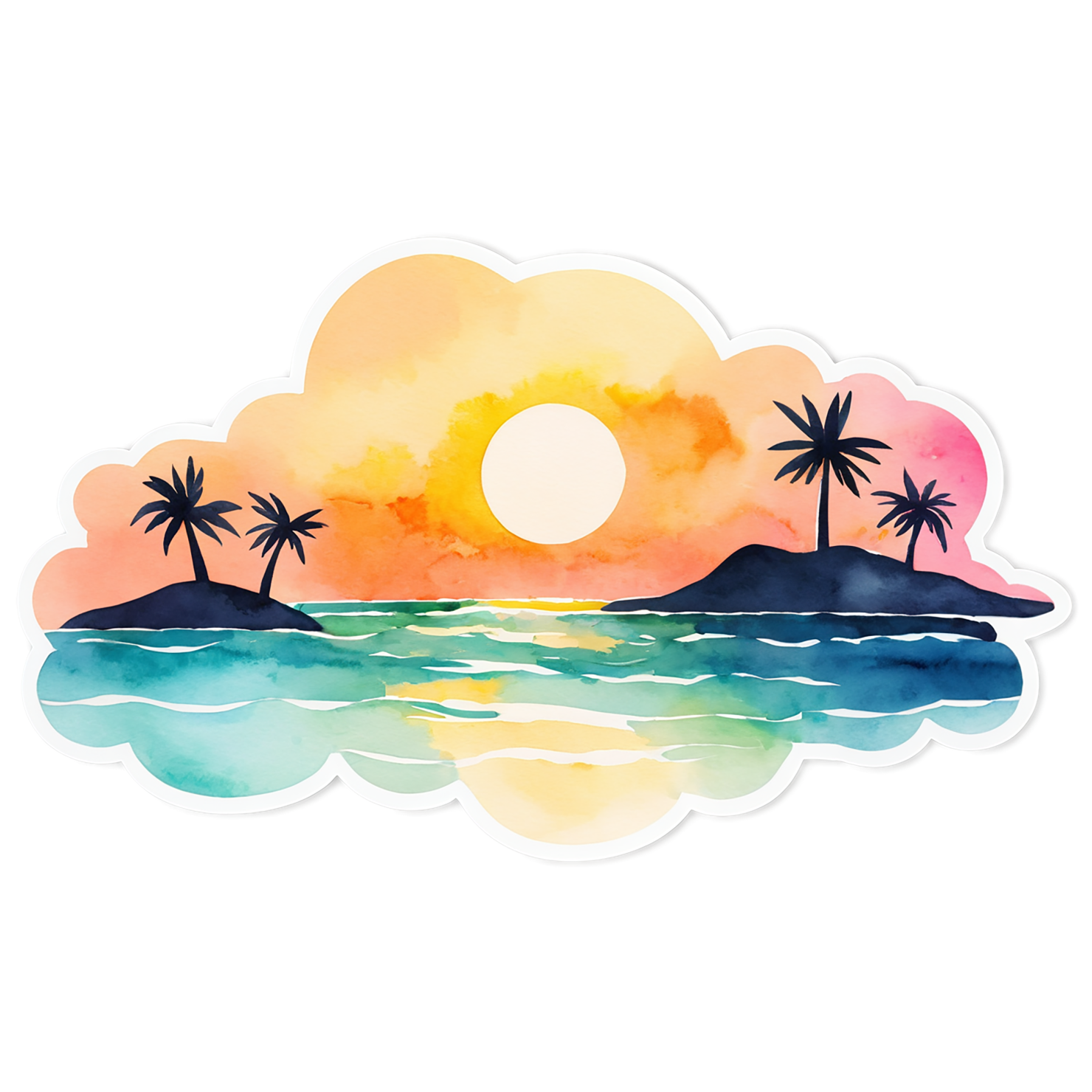 Beach Watercolor sticker isolated on transparent background #12656
