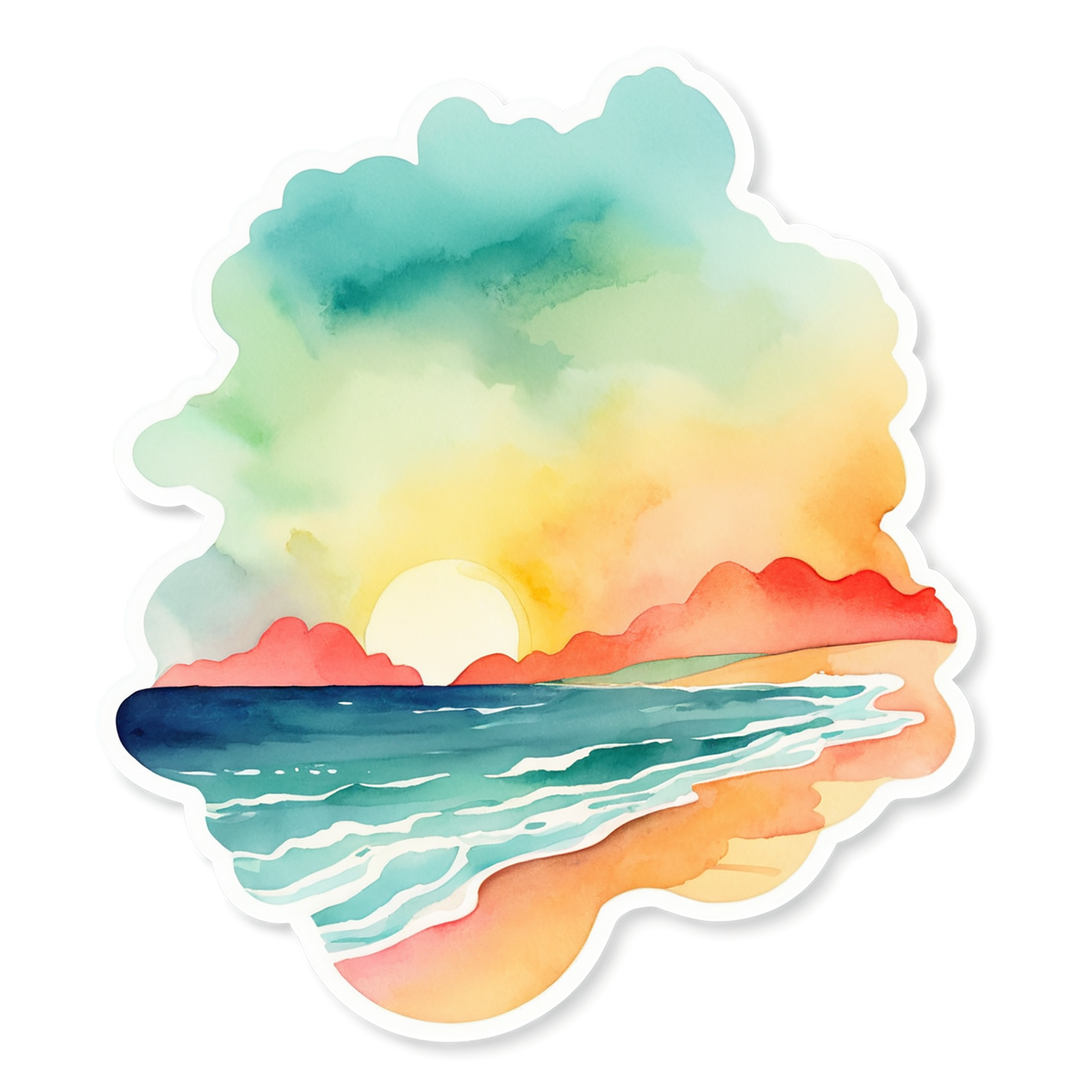 Beach Watercolor sticker isolated on transparent background #12658