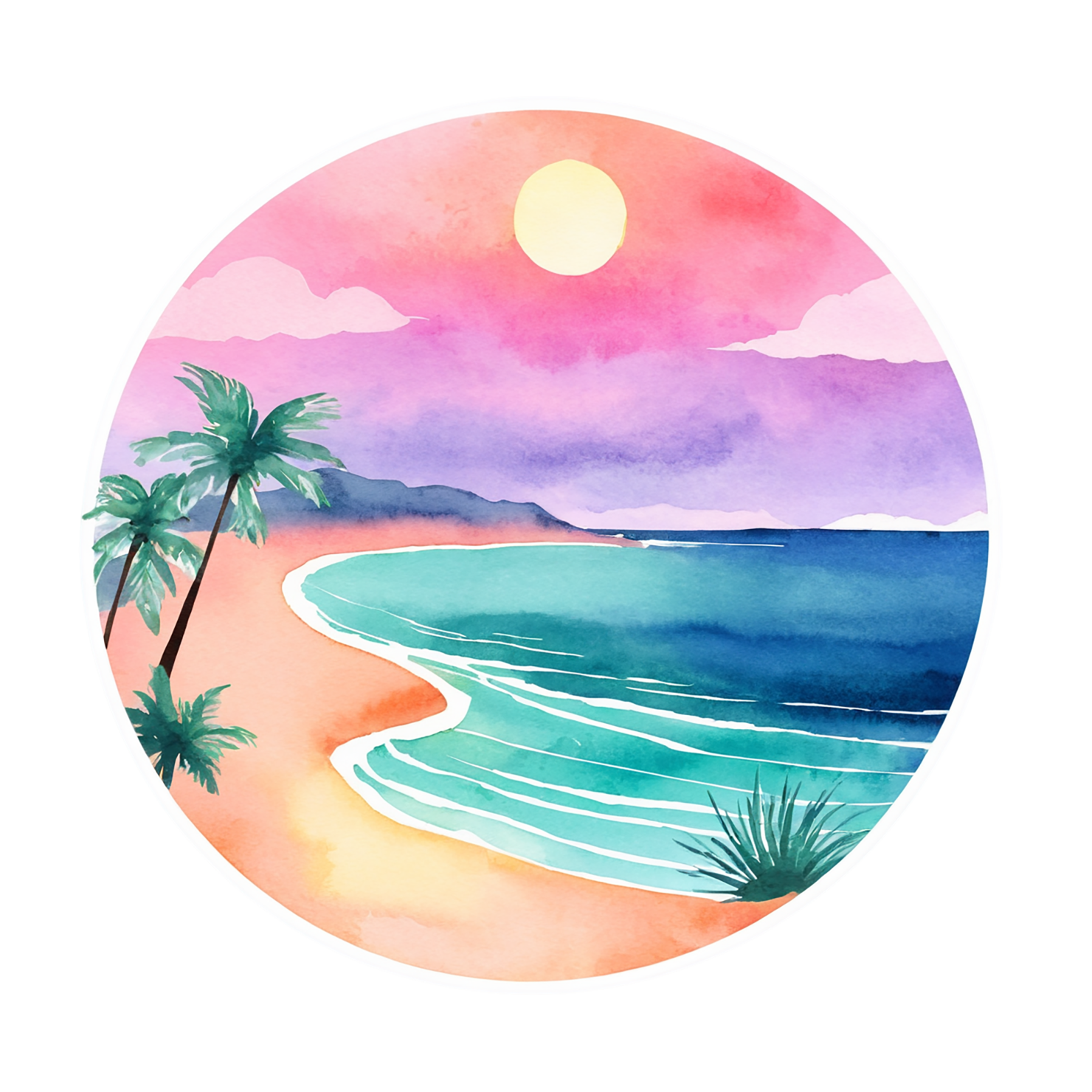 Beach Watercolor sticker isolated on transparent background #12659