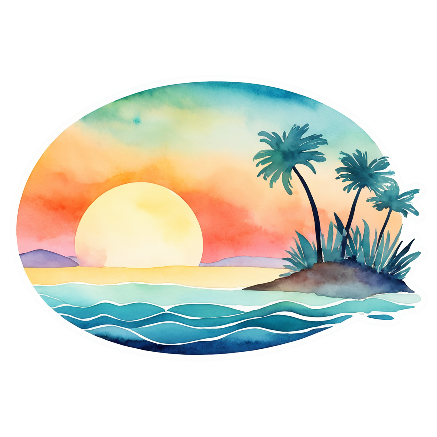 Beach Watercolor sticker isolated on transparent background #12660