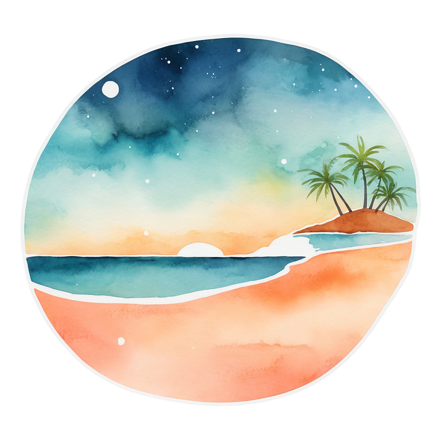 Beach Watercolor sticker isolated on transparent background #12661