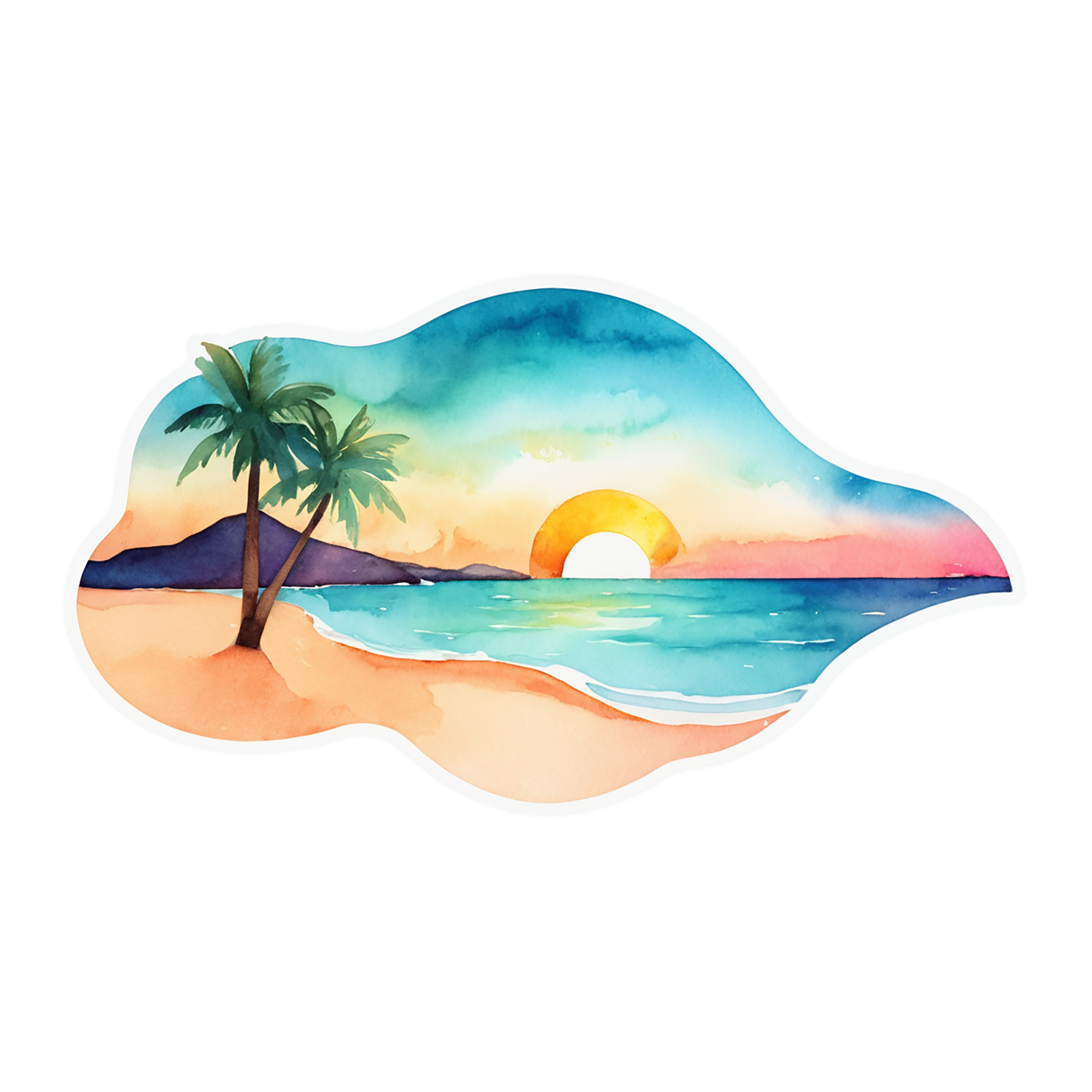 Beach Watercolor sticker isolated on transparent background #12662