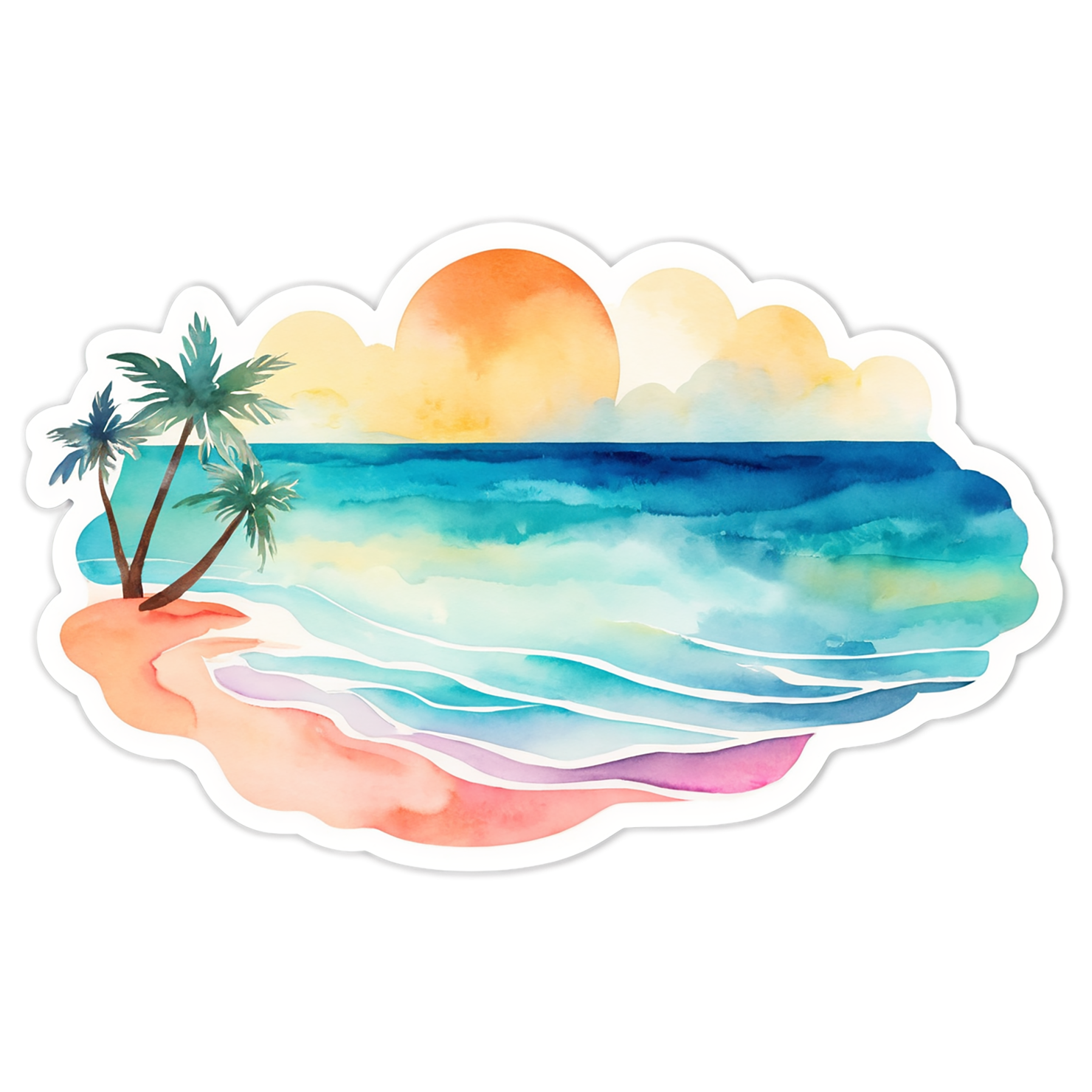 Beach Watercolor sticker isolated on transparent background #12663