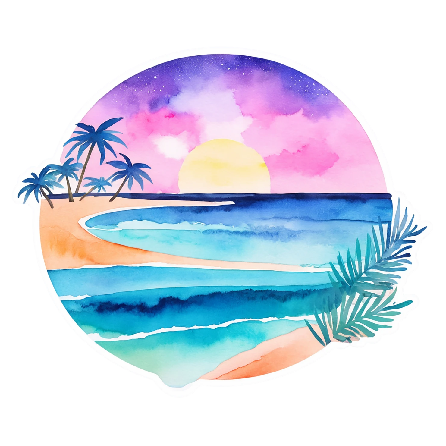Beach Watercolor sticker isolated on transparent background #12665