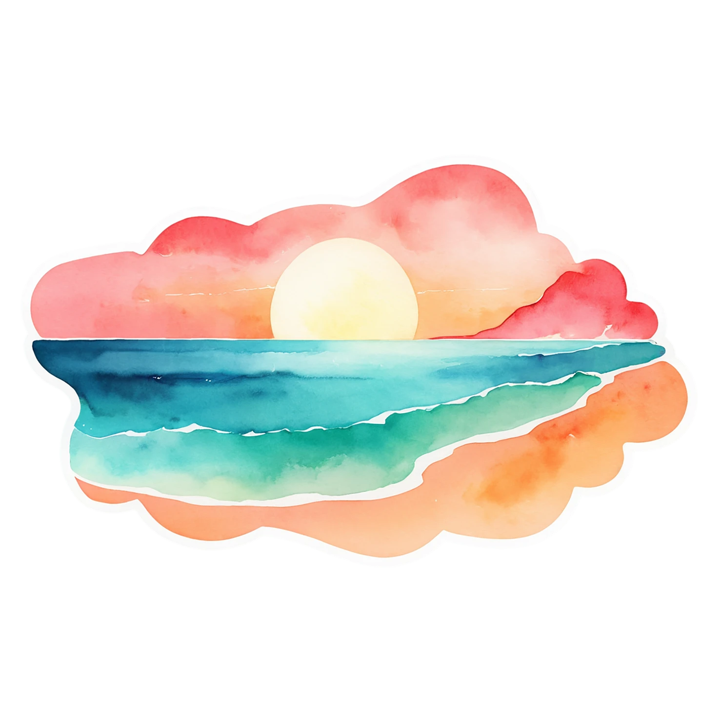 Beach Watercolor sticker isolated on transparent background #12666