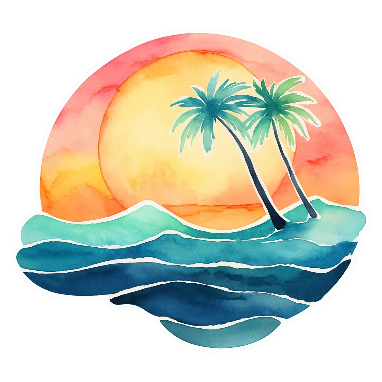 Beach Watercolor sticker isolated on transparent background #12671