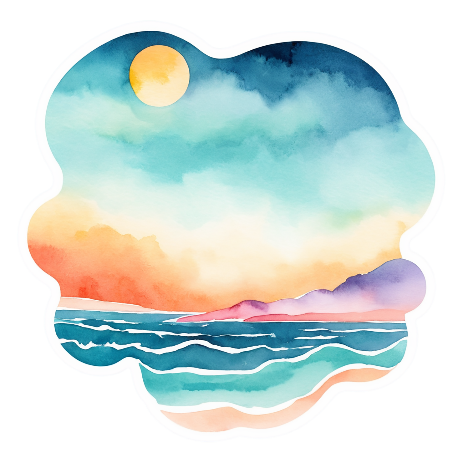 Beach Watercolor sticker isolated on transparent background #12674