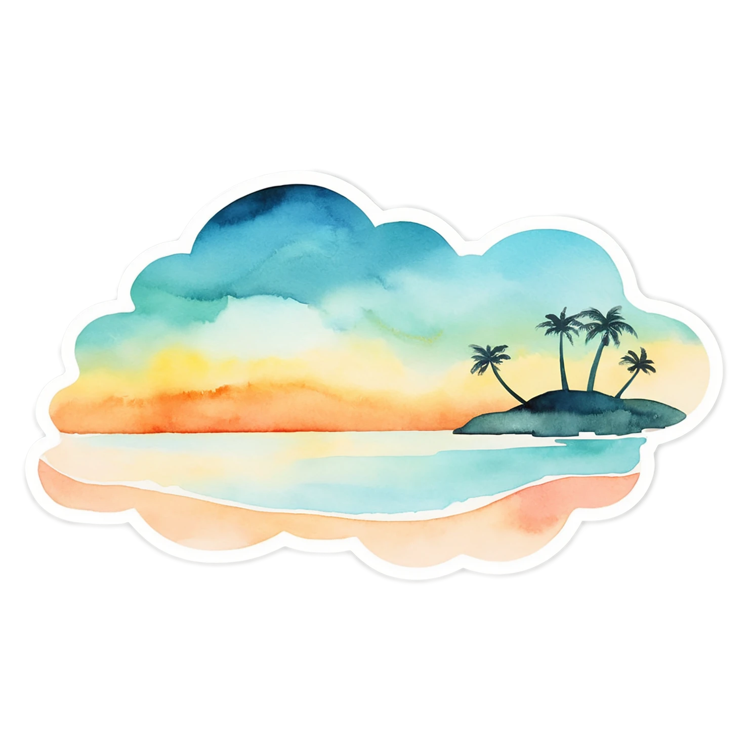 Beach Watercolor sticker isolated on transparent background #12675