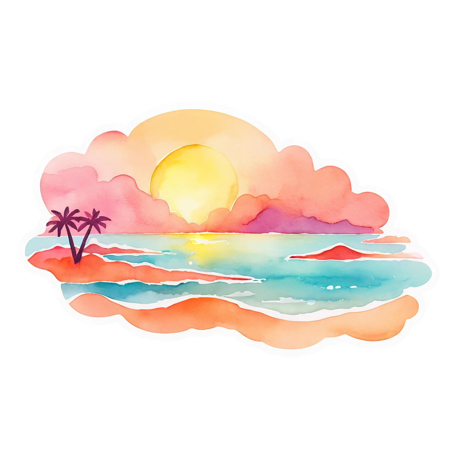Beach Watercolor sticker isolated on transparent background #12677