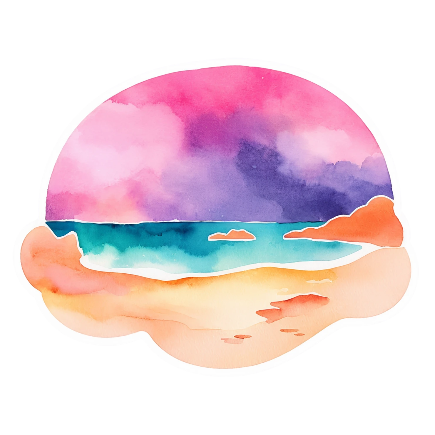 Beach Watercolor sticker isolated on transparent background #12680