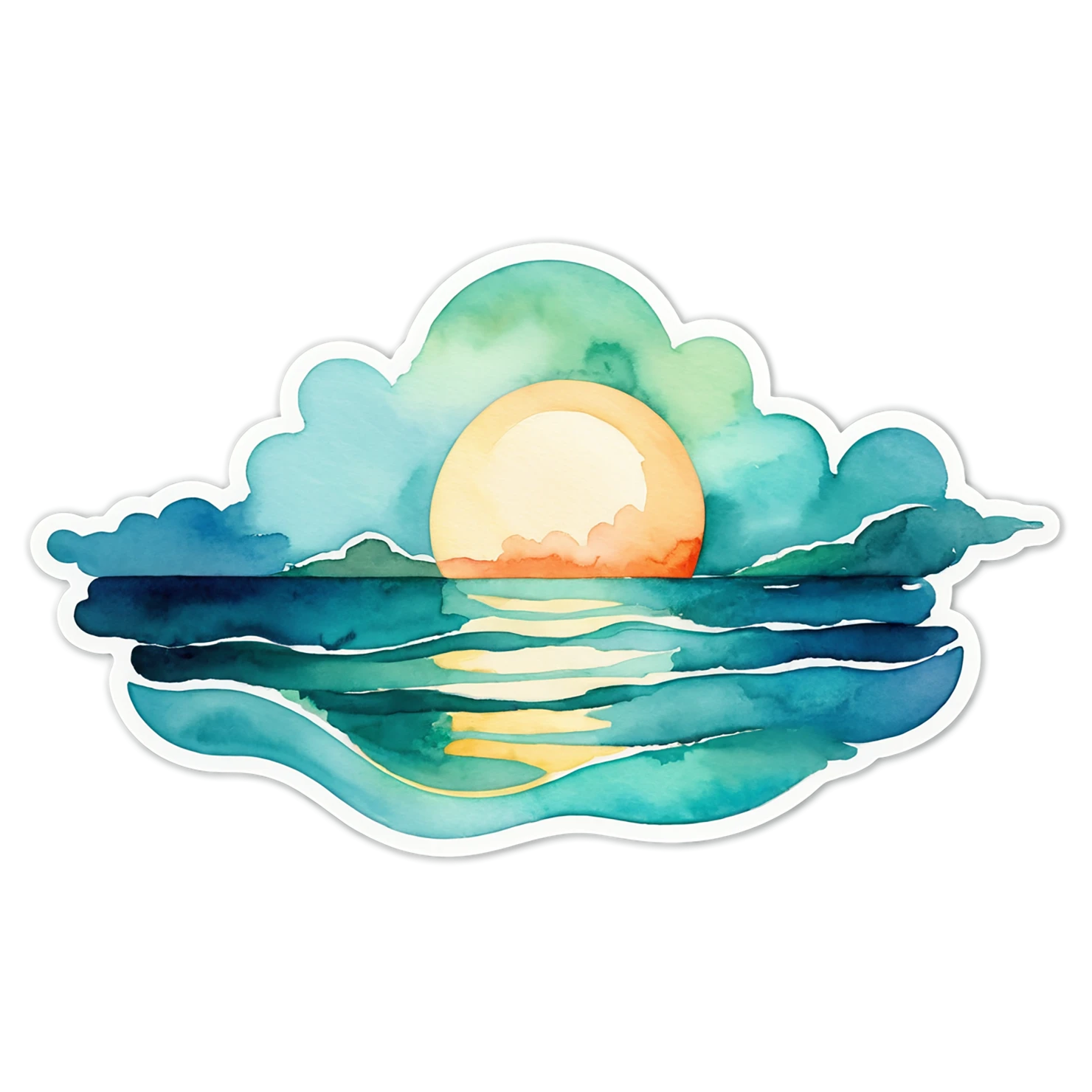 Beach Watercolor sticker isolated on transparent background #12681