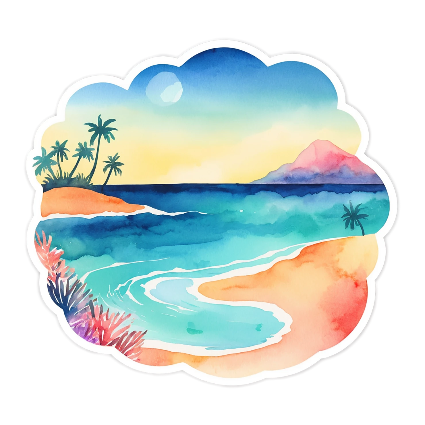 Beach Watercolor sticker isolated on transparent background #12682