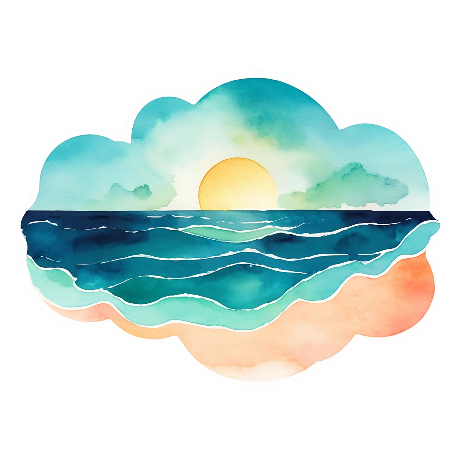 Beach Watercolor sticker isolated on transparent background #12683