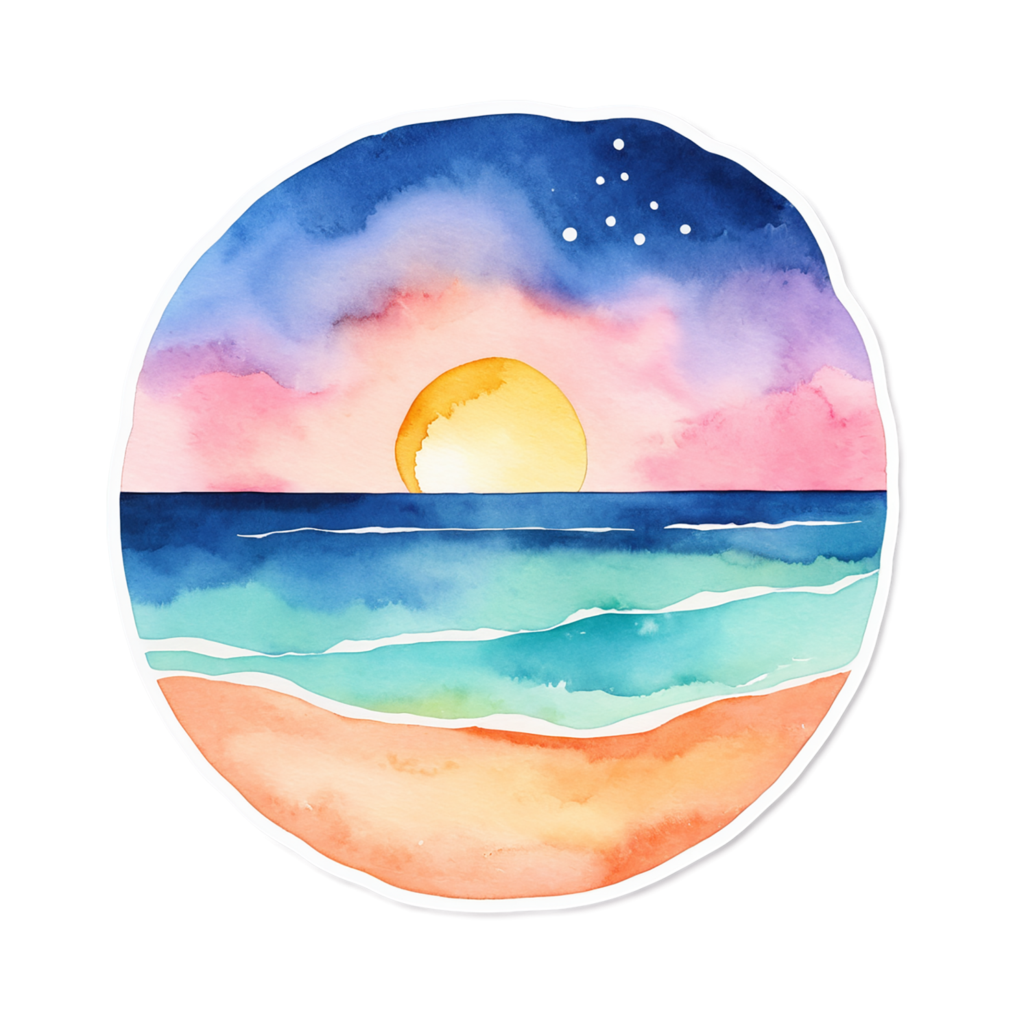 Beach Watercolor sticker isolated on transparent background #12685