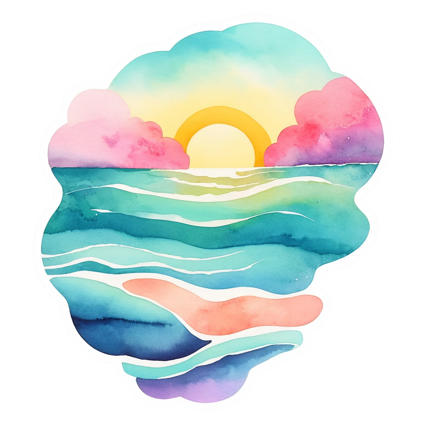 Beach Watercolor sticker isolated on transparent background #12687