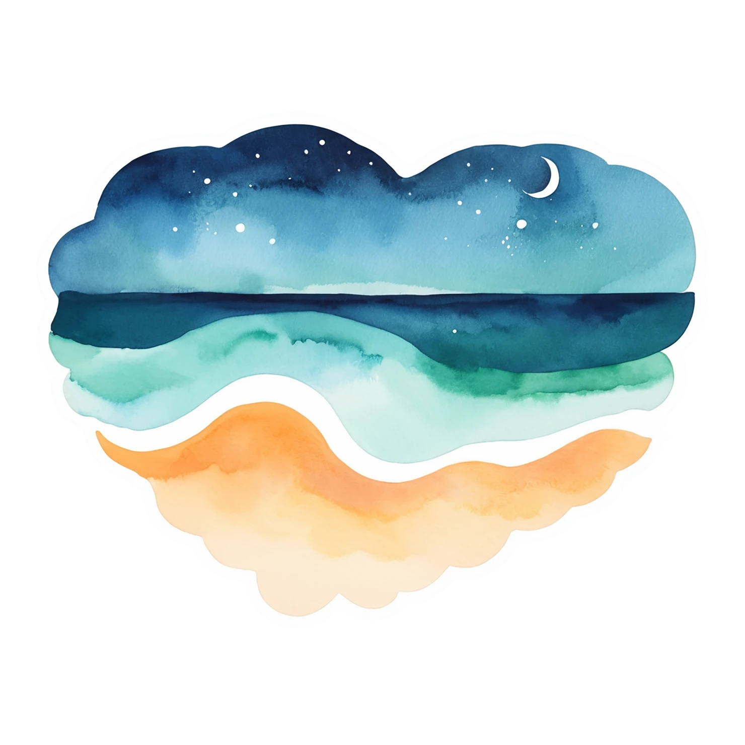 Beach Watercolor sticker isolated on transparent background #12688
