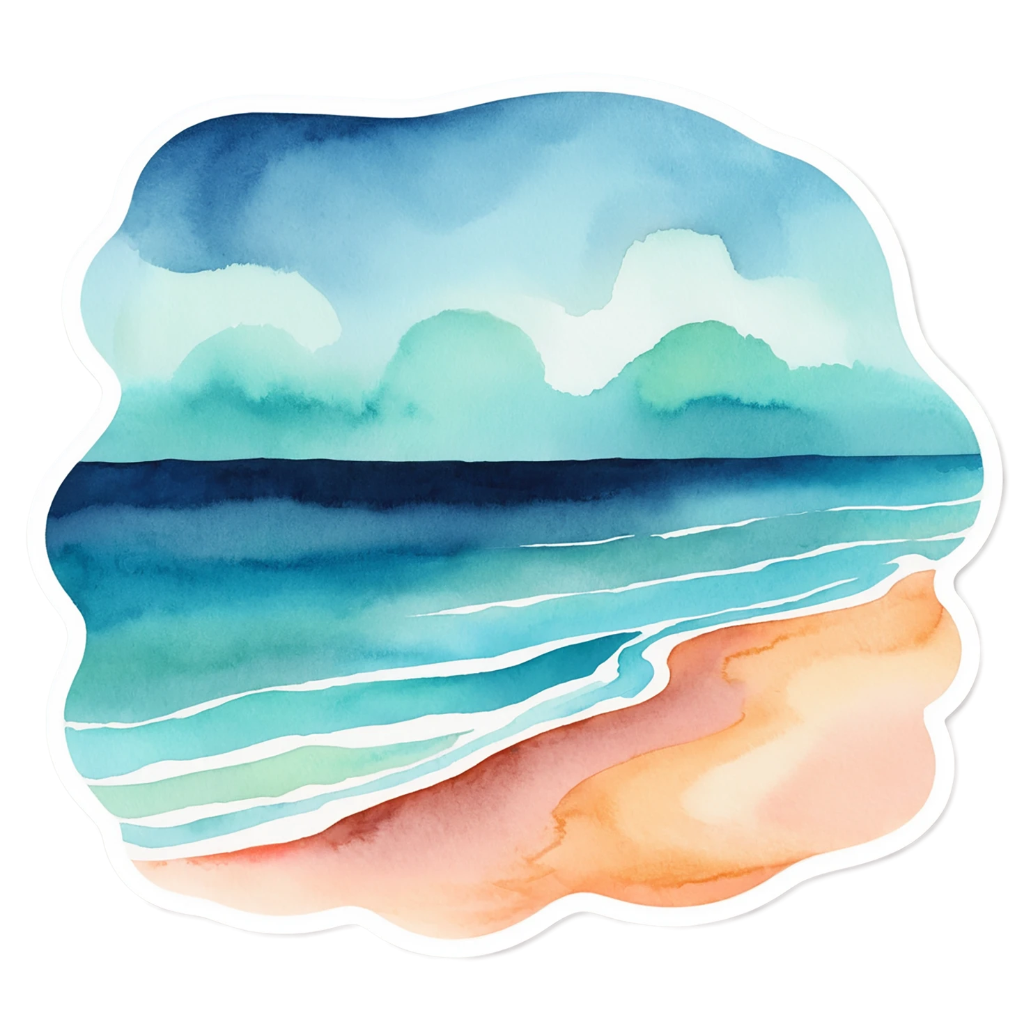 Beach Watercolor sticker isolated on transparent background #12689