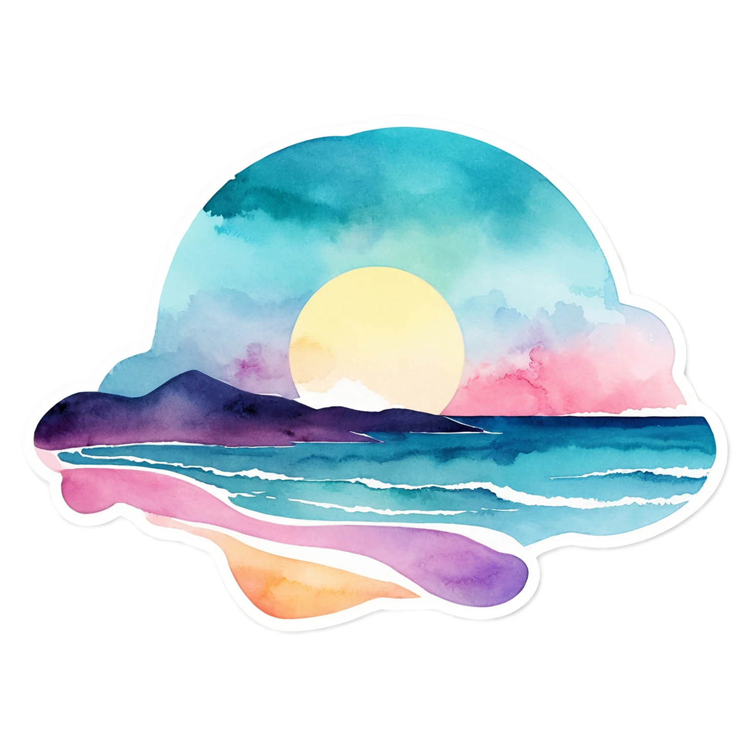 Beach Watercolor sticker isolated on transparent background #12690