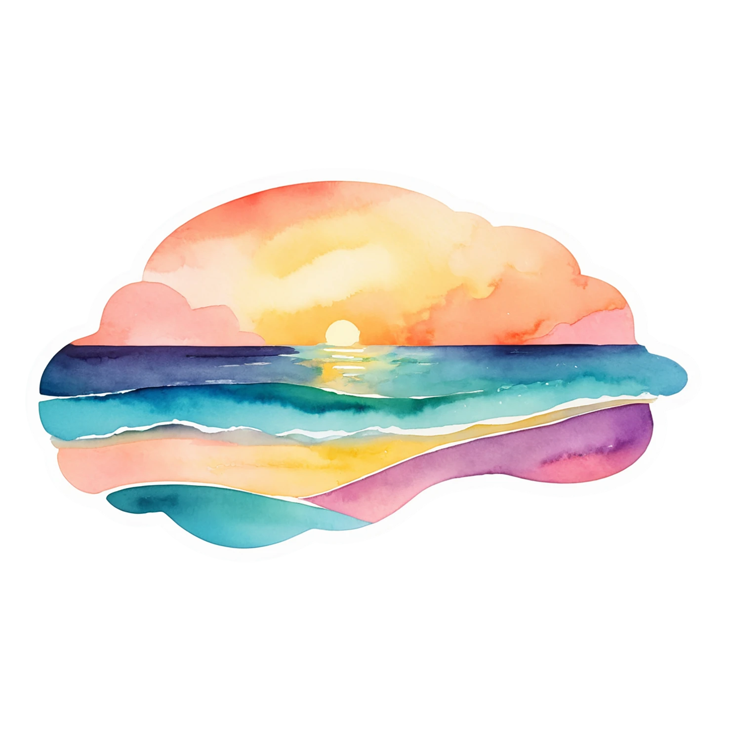 Beach Watercolor sticker isolated on transparent background #12691