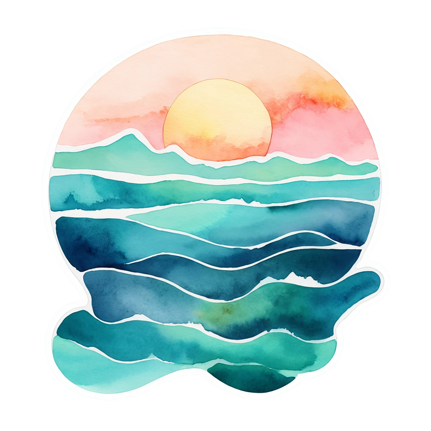 Beach Watercolor sticker isolated on transparent background #12692