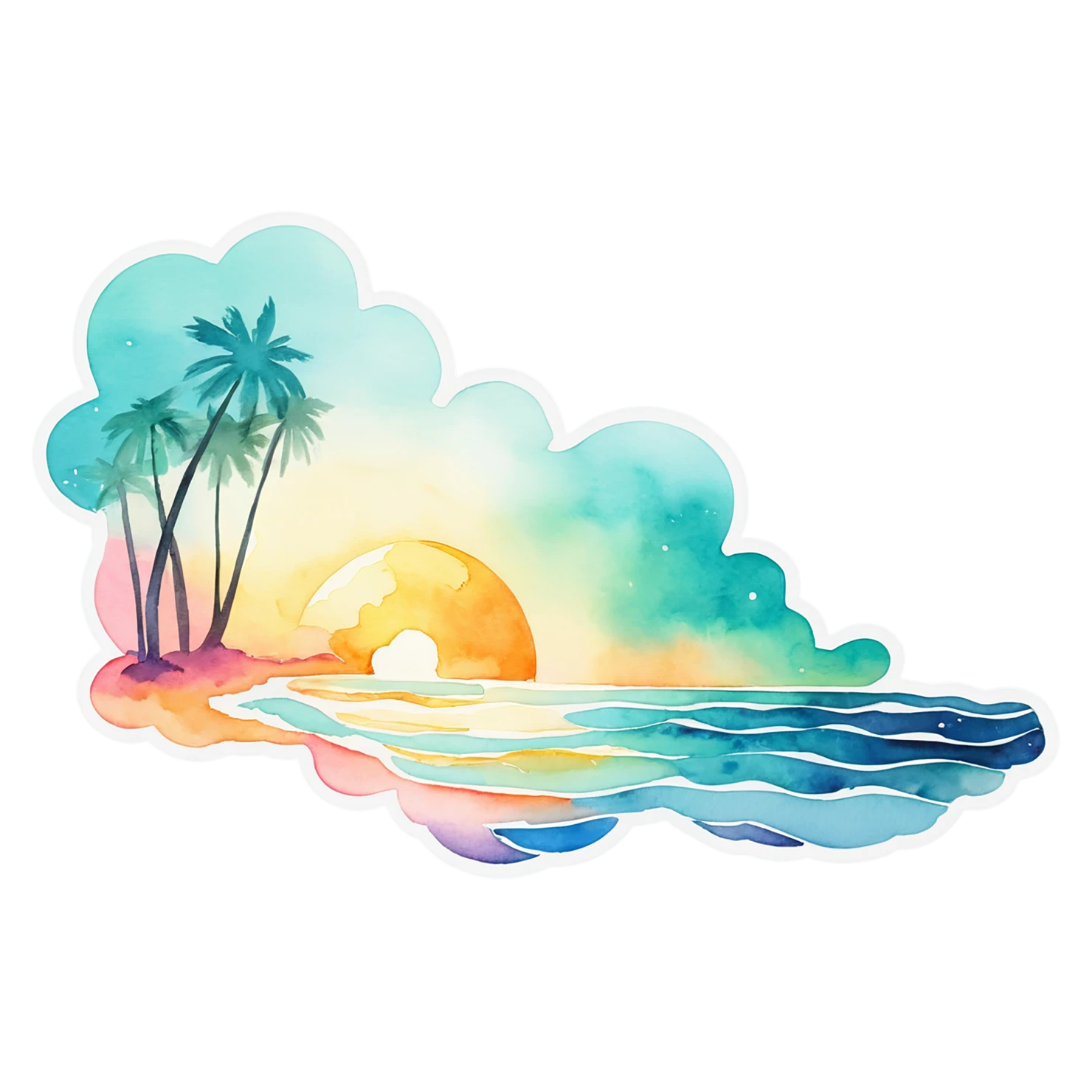 Beach Watercolor sticker isolated on transparent background #12693