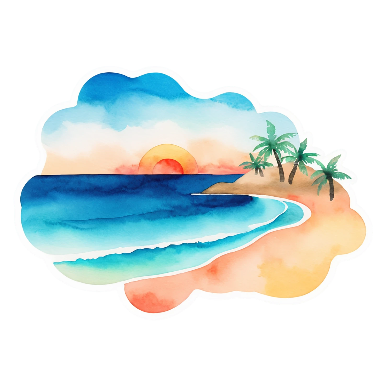 Beach Watercolor sticker isolated on transparent background #12694