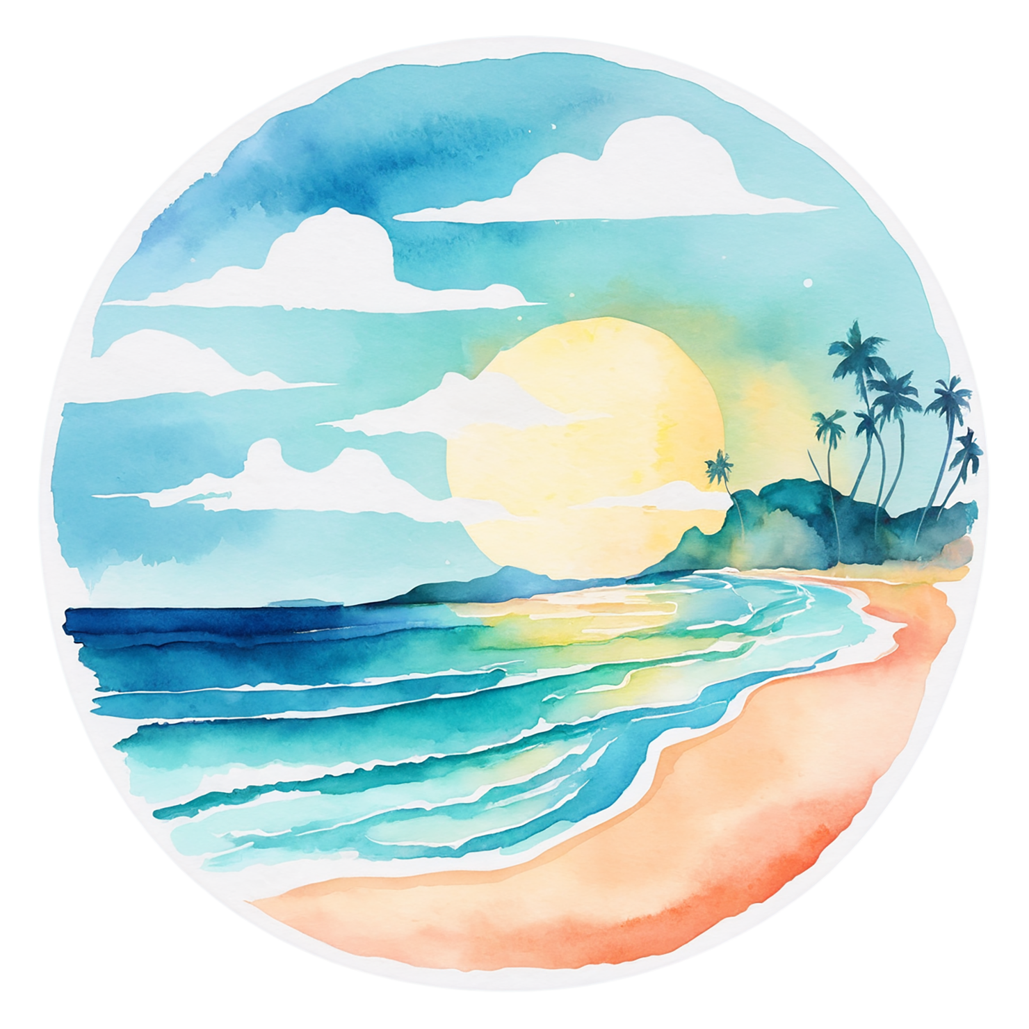 Beach Watercolor sticker isolated on transparent background #12696