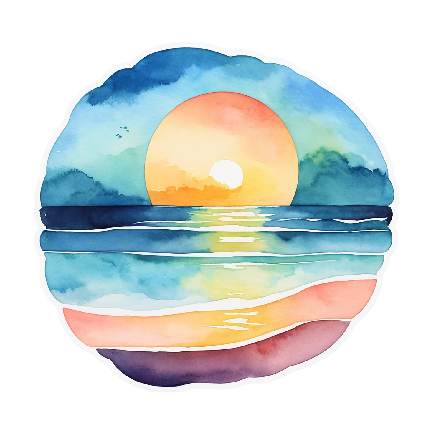 Beach Watercolor sticker isolated on transparent background #12697