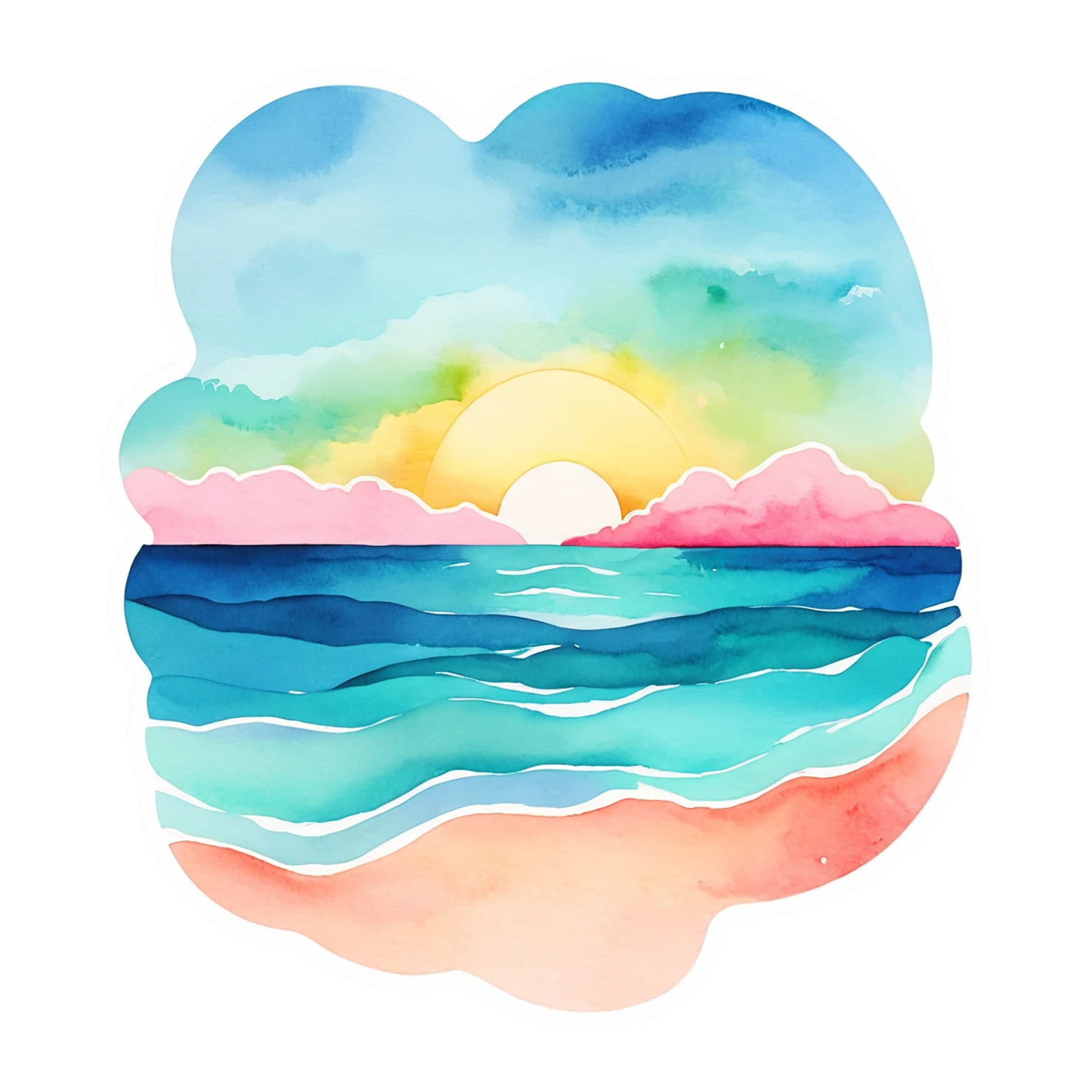 Beach Watercolor sticker isolated on transparent background #12698