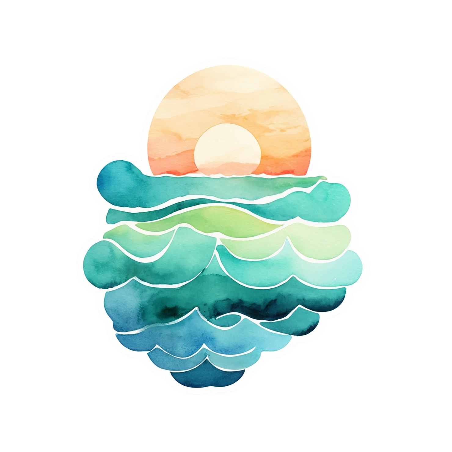 Beach Watercolor sticker isolated on transparent background #12699