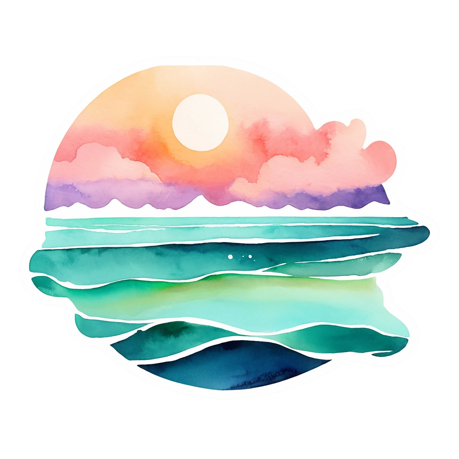Beach Watercolor sticker isolated on transparent background #12700