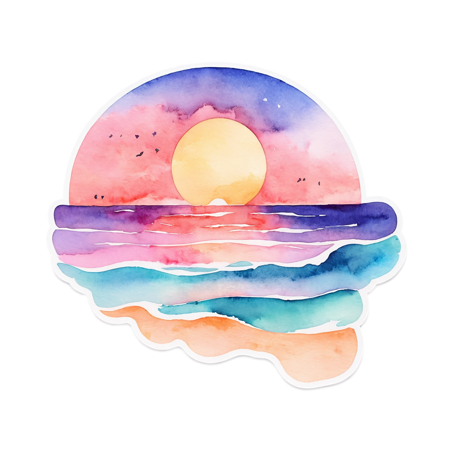Beach Watercolor sticker isolated on transparent background #12701