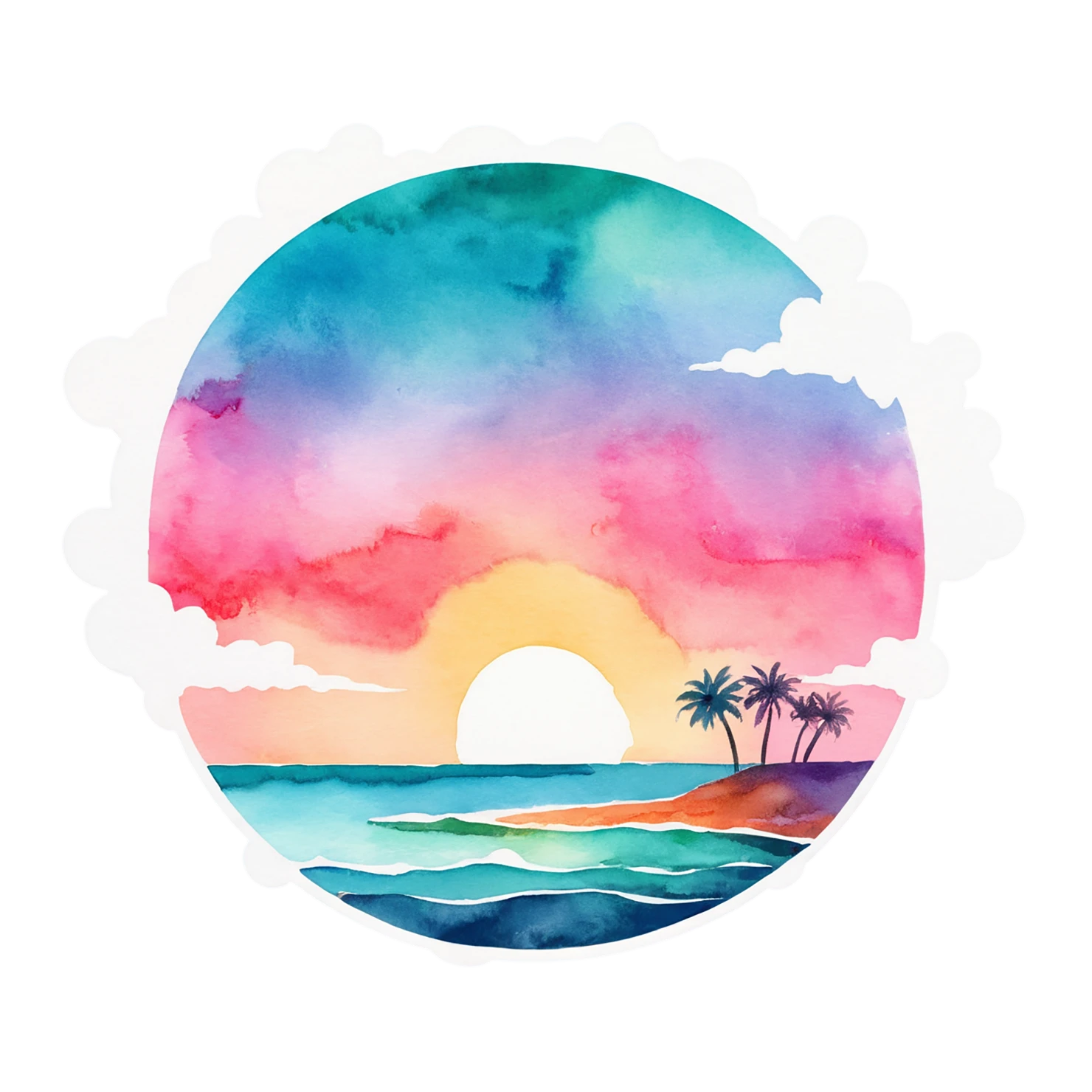 Beach Watercolor sticker isolated on transparent background #12702