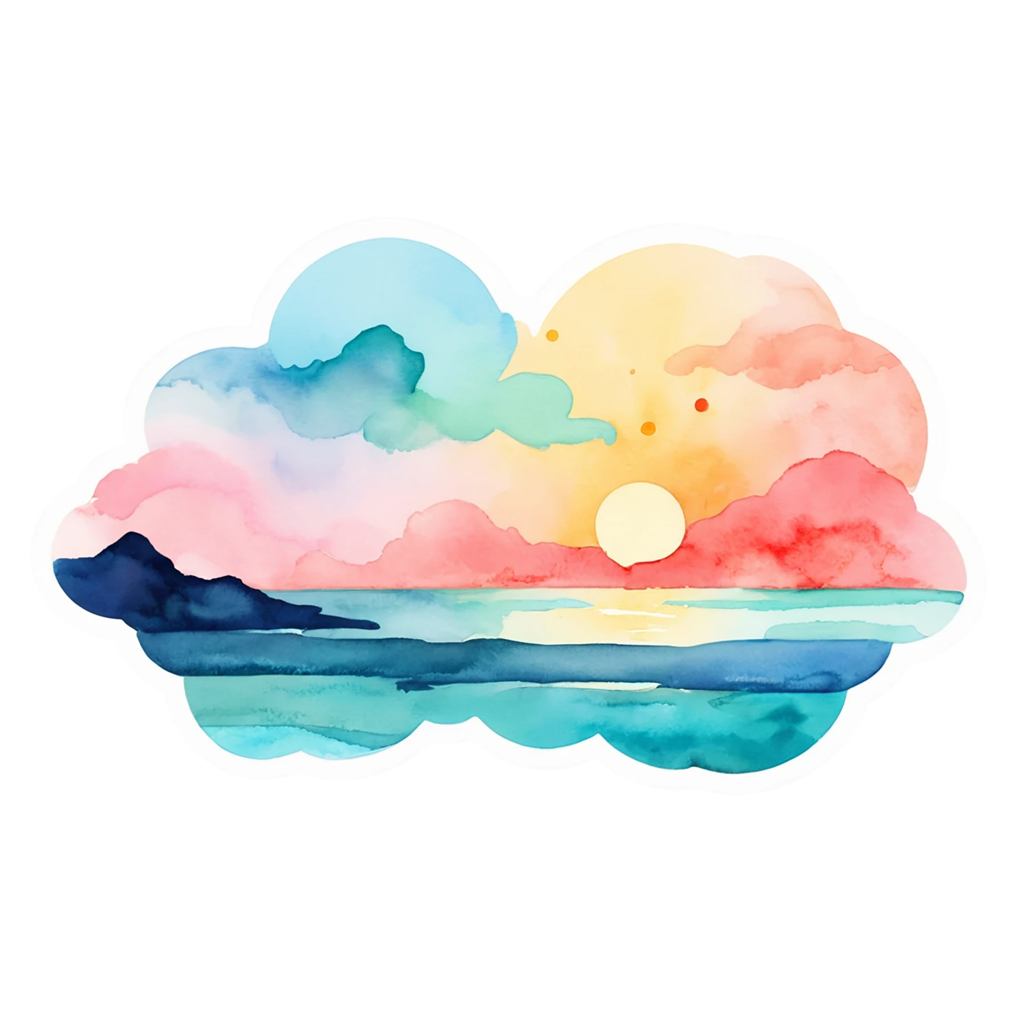 Beach Watercolor sticker isolated on transparent background #12703