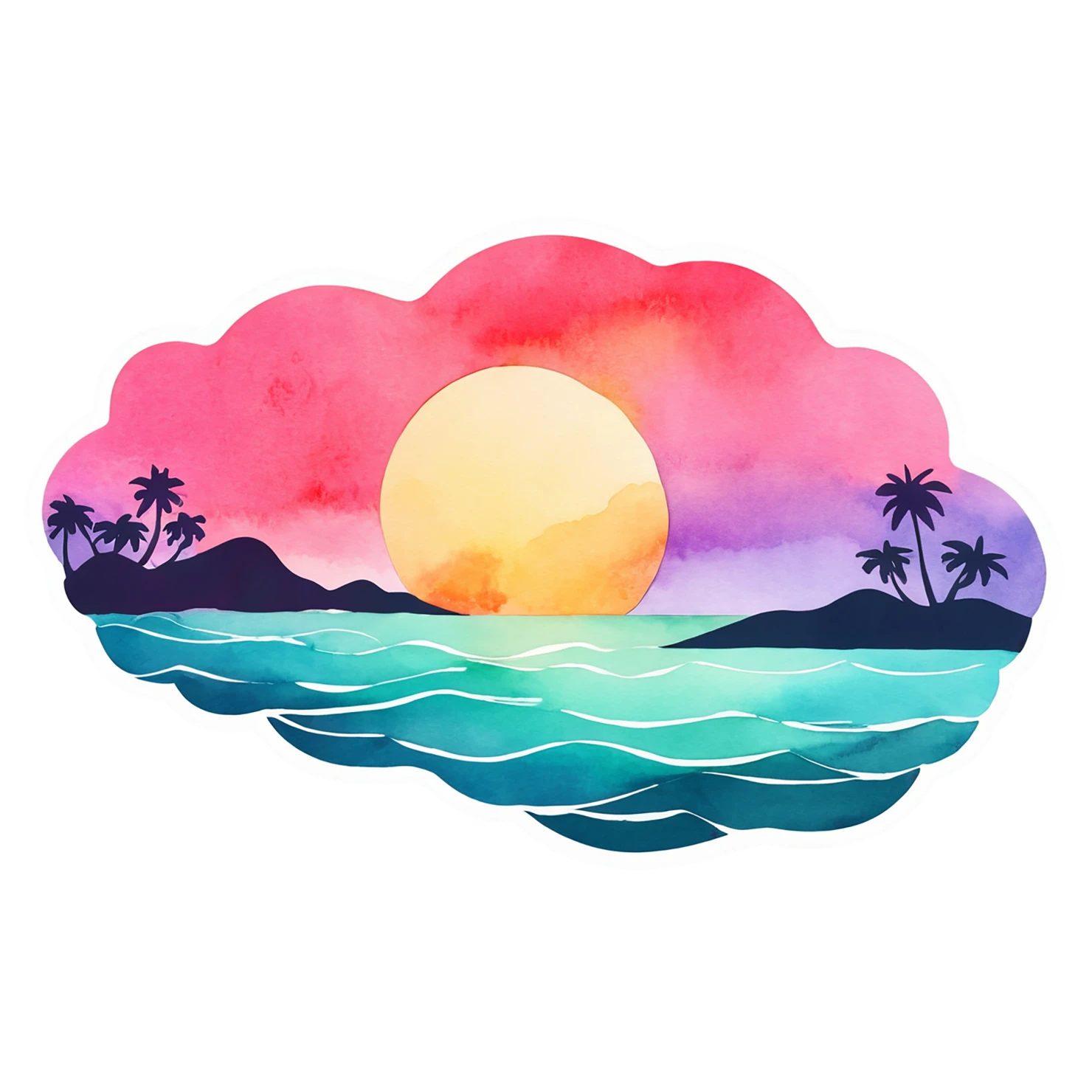 Beach Watercolor sticker isolated on transparent background #12704