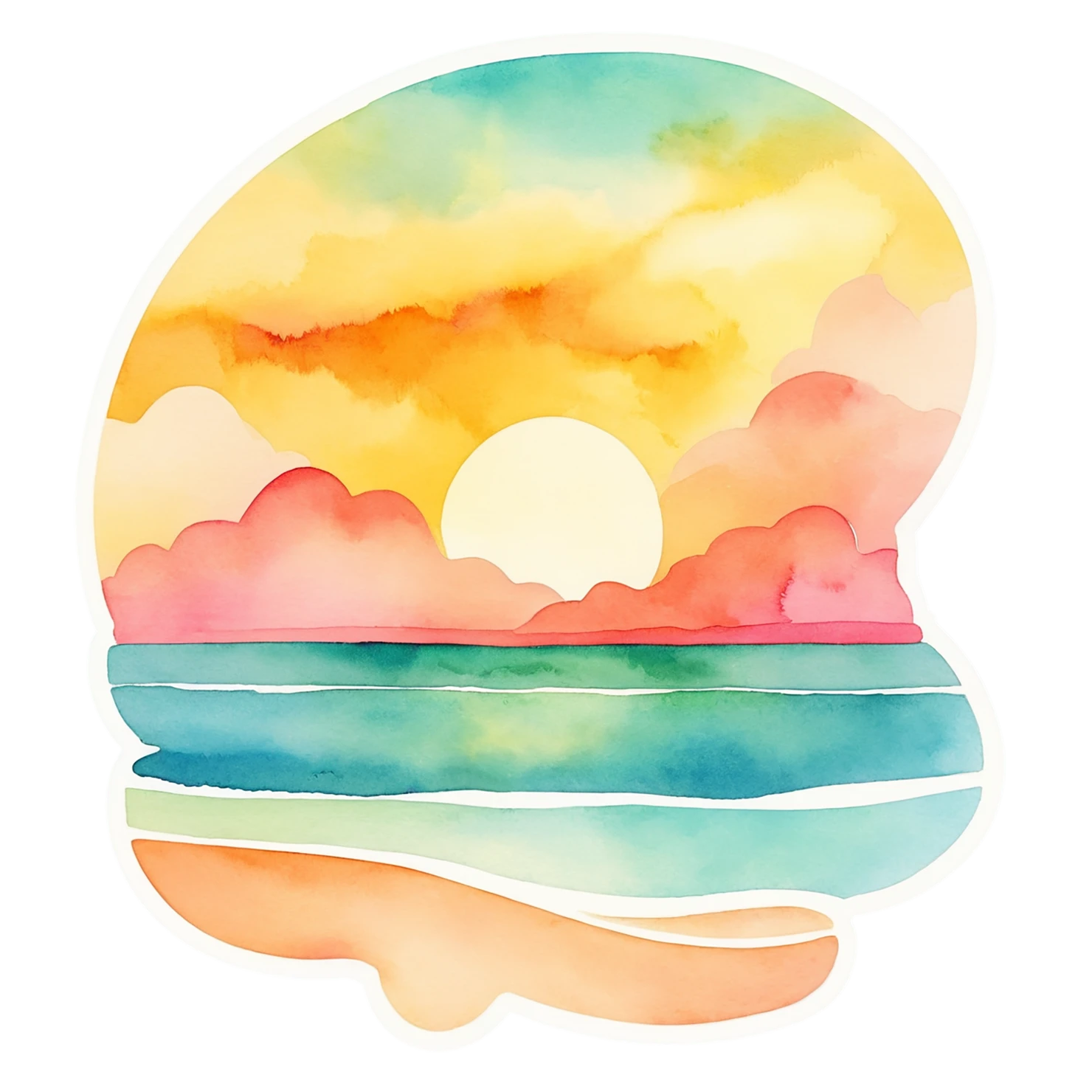 Beach Watercolor sticker isolated on transparent background #12705
