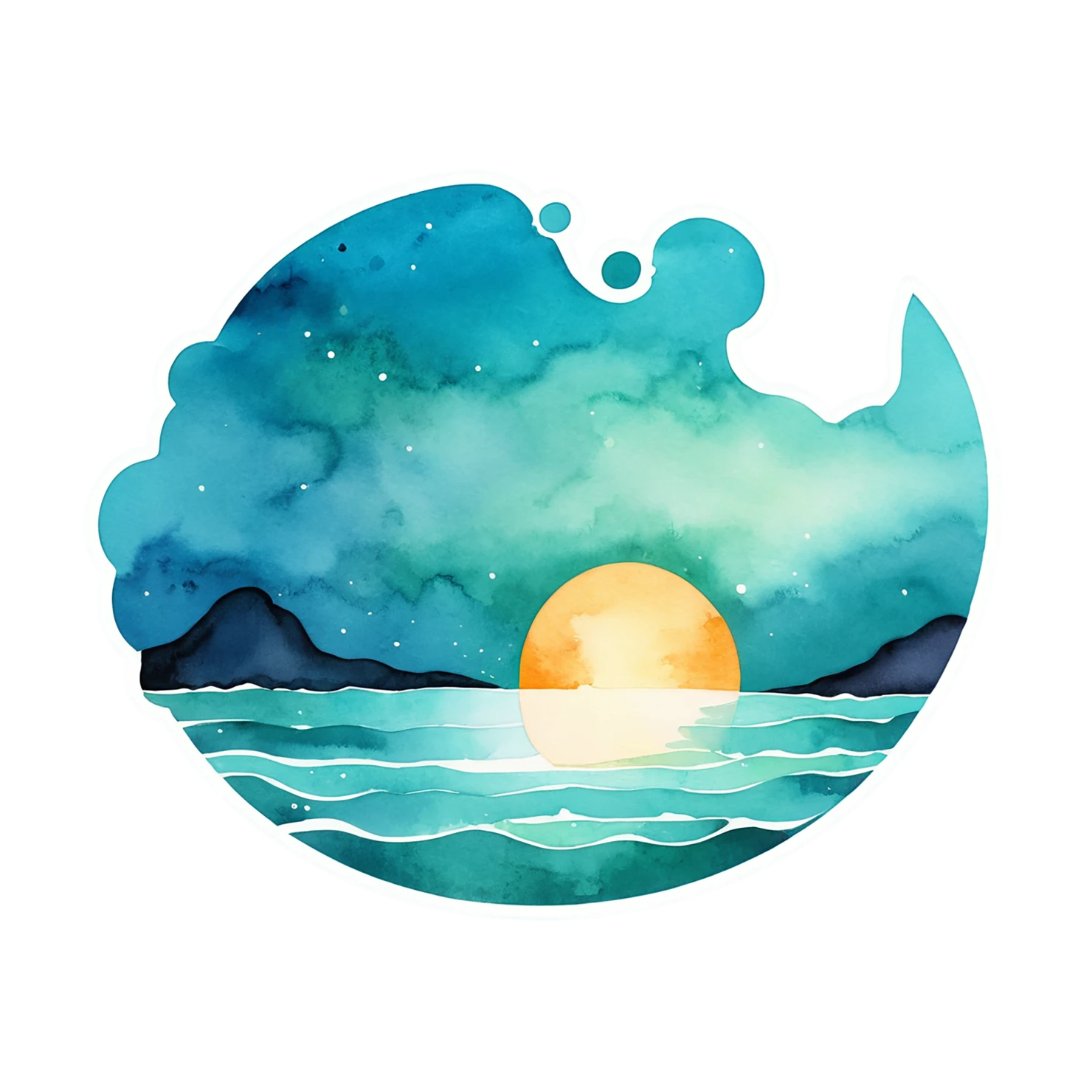 Beach Watercolor sticker isolated on transparent background #12706