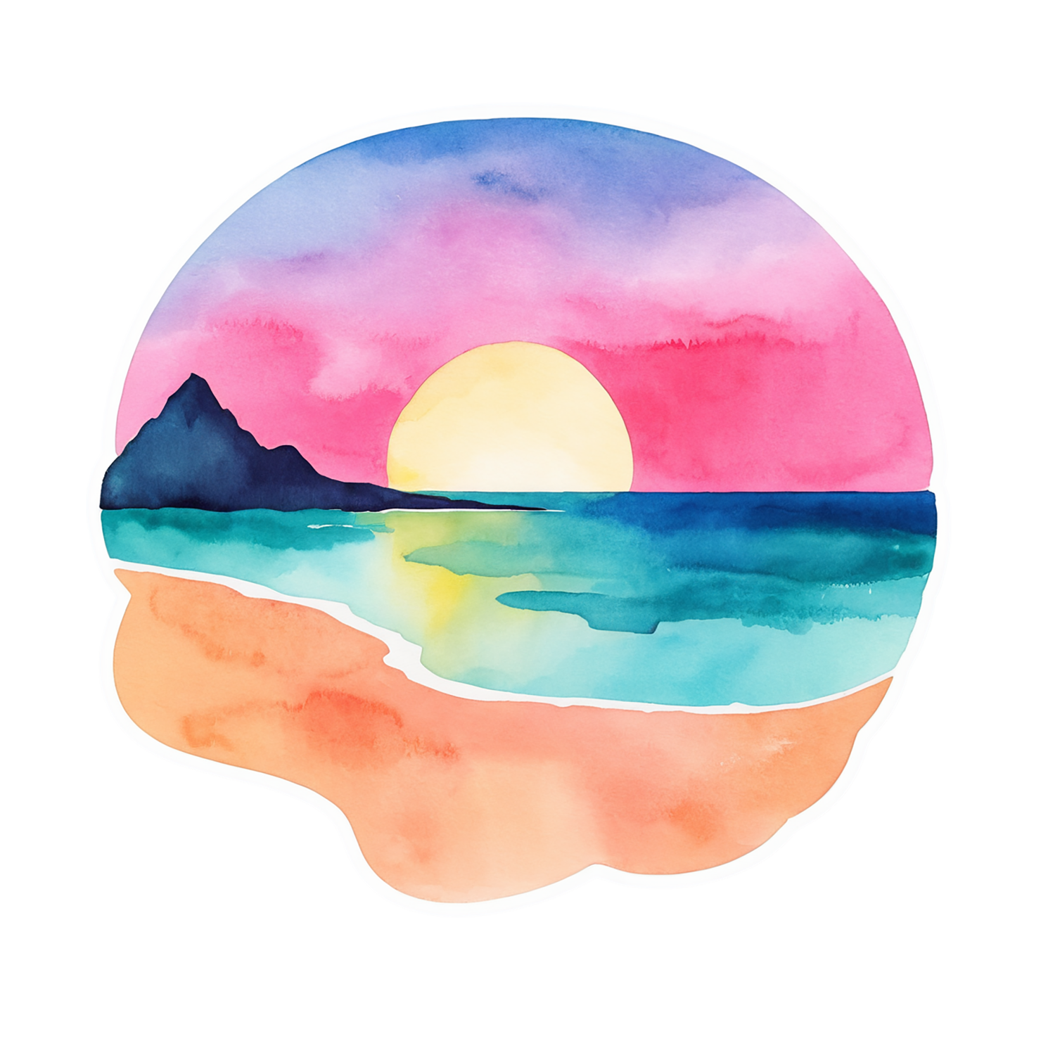 Beach Watercolor sticker isolated on transparent background #12707