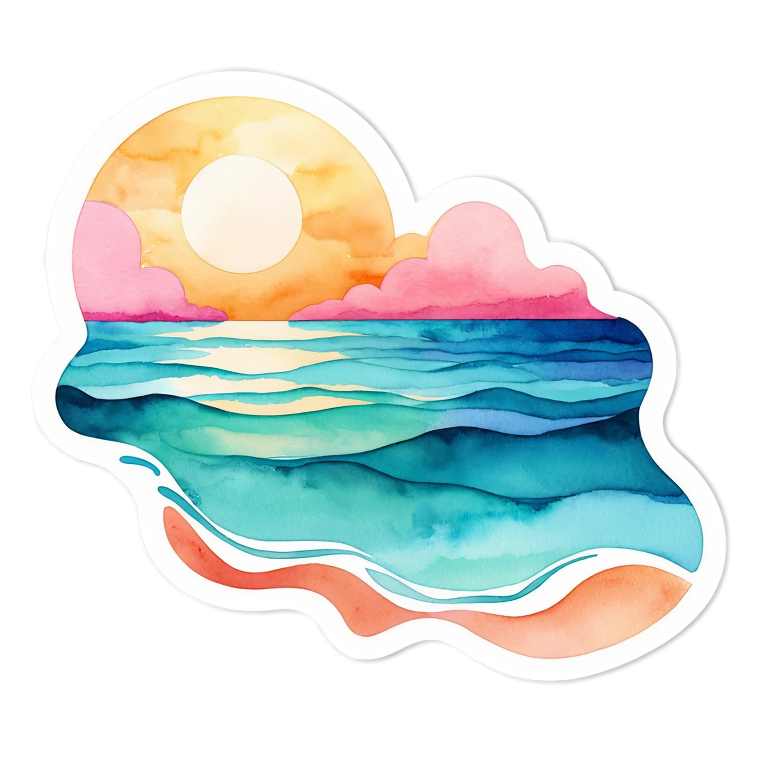 Beach Watercolor sticker isolated on transparent background #12709