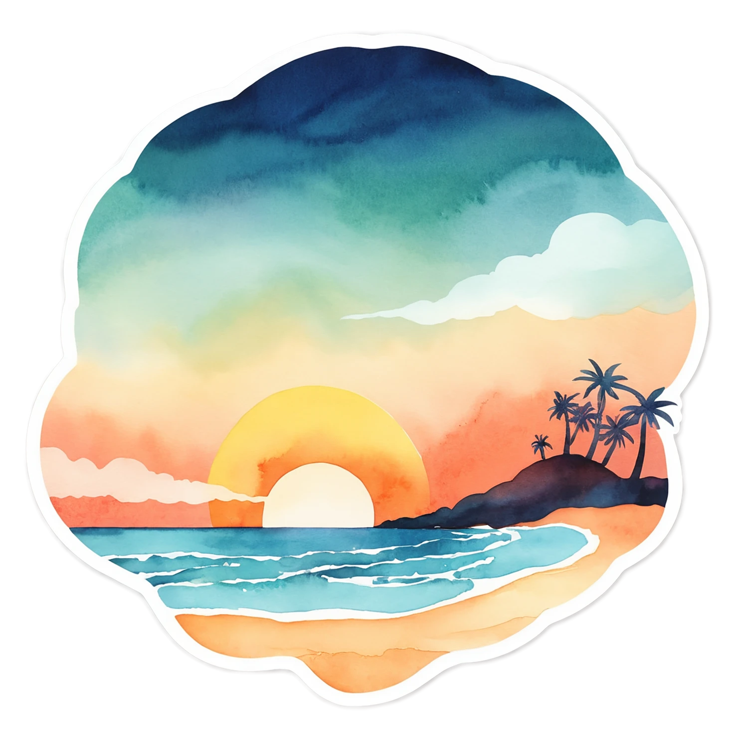 Beach Watercolor sticker isolated on transparent background #12710