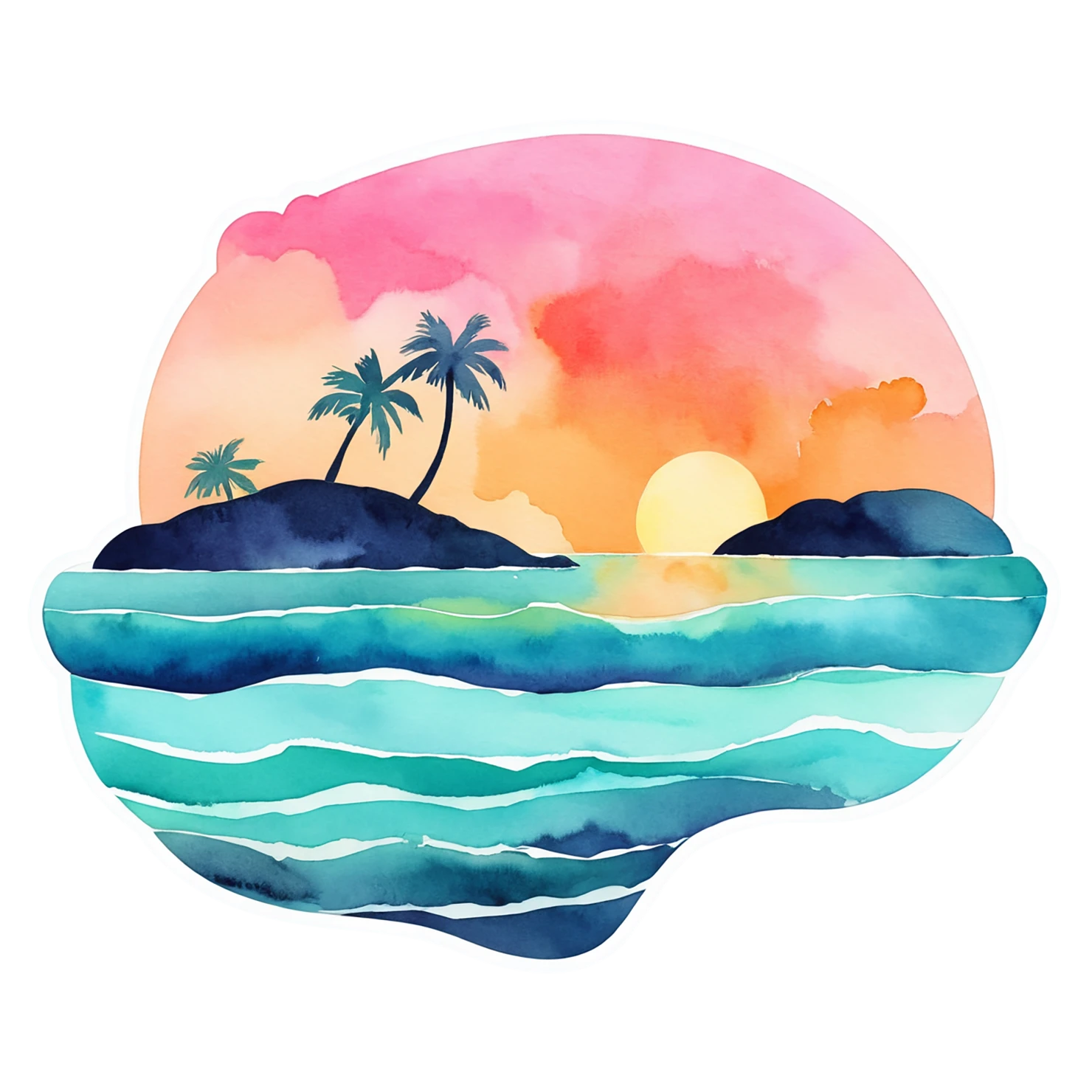 Beach Watercolor sticker isolated on transparent background #12711
