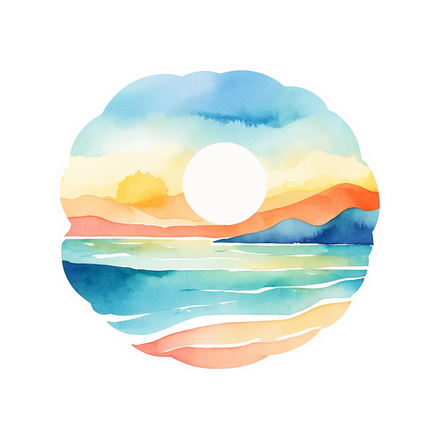 Beach Watercolor sticker isolated on transparent background #12712