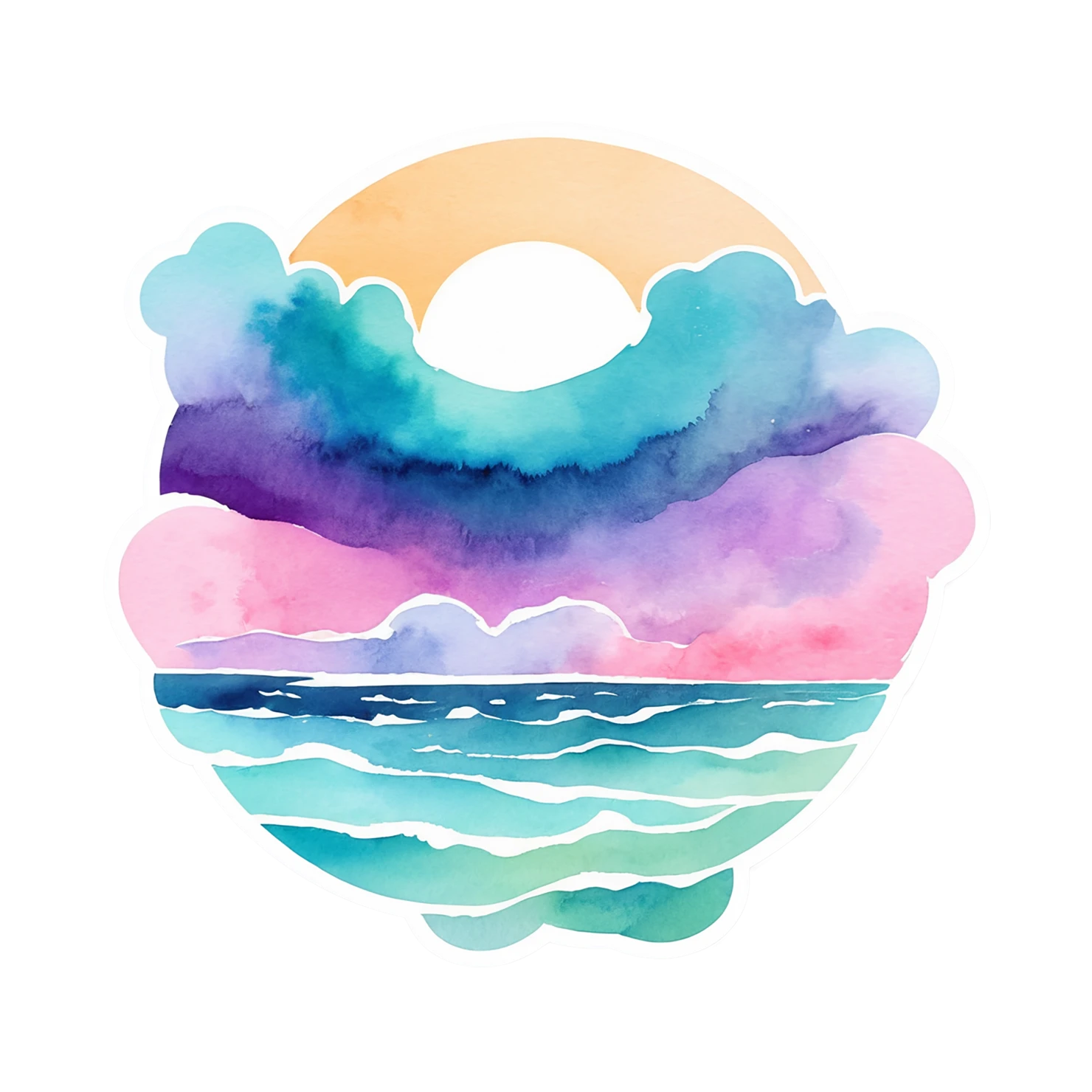 Beach Watercolor sticker isolated on transparent background #12713