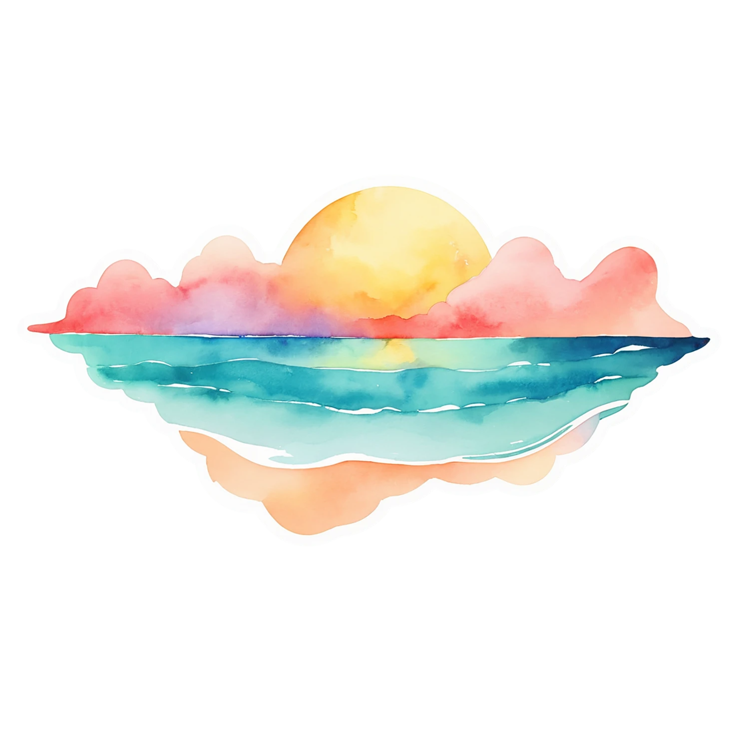 Beach Watercolor sticker isolated on transparent background #12714