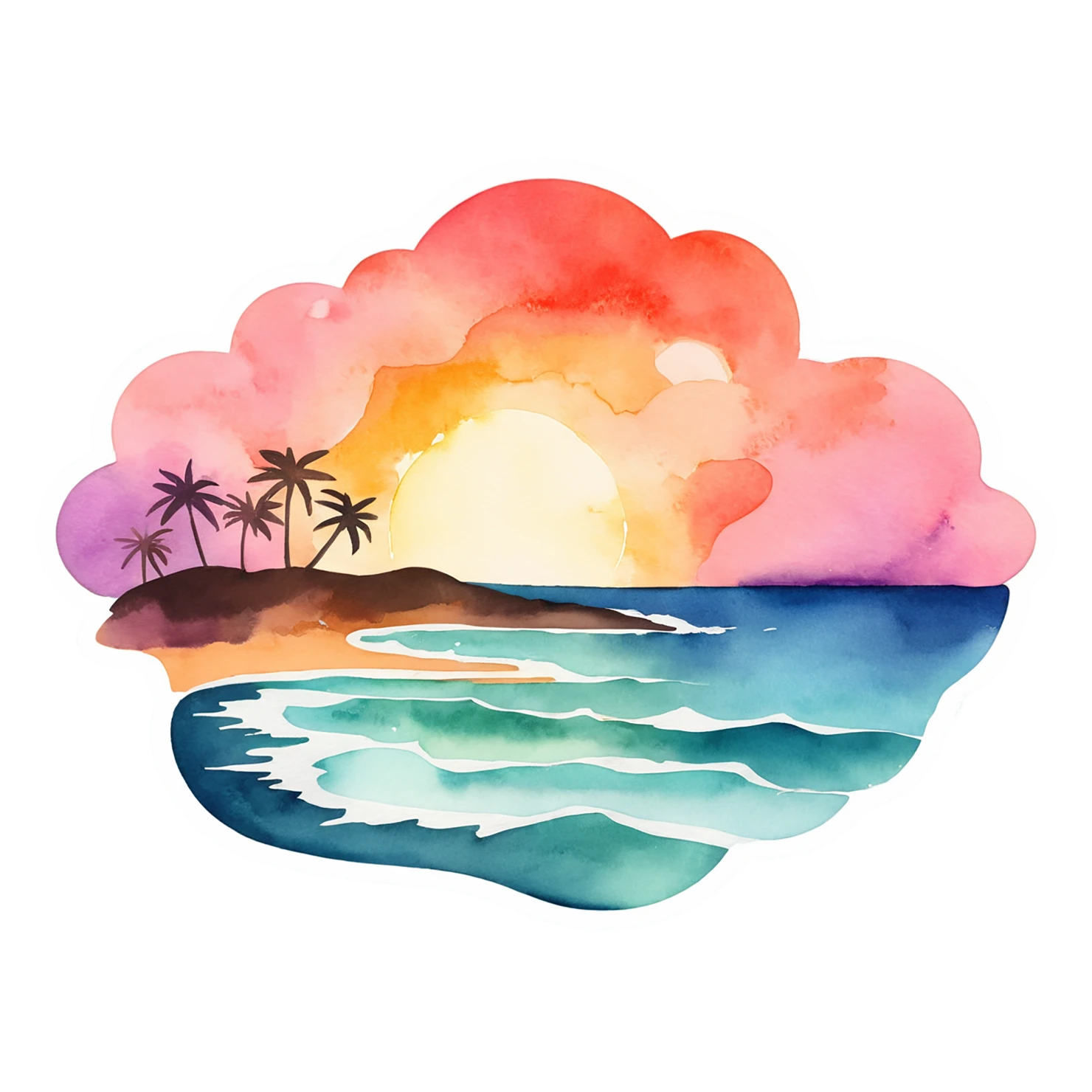 Beach Watercolor sticker isolated on transparent background #12715
