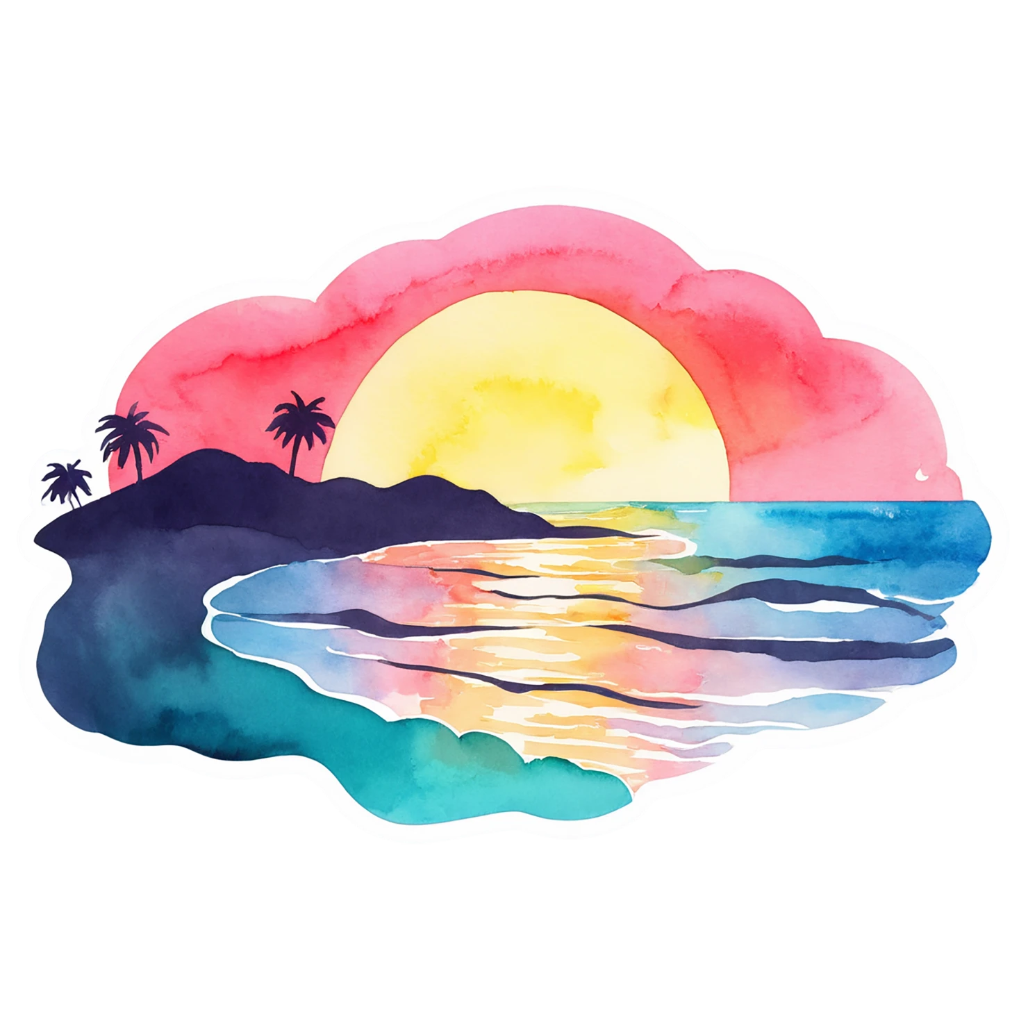 Beach Watercolor sticker isolated on transparent background #12716