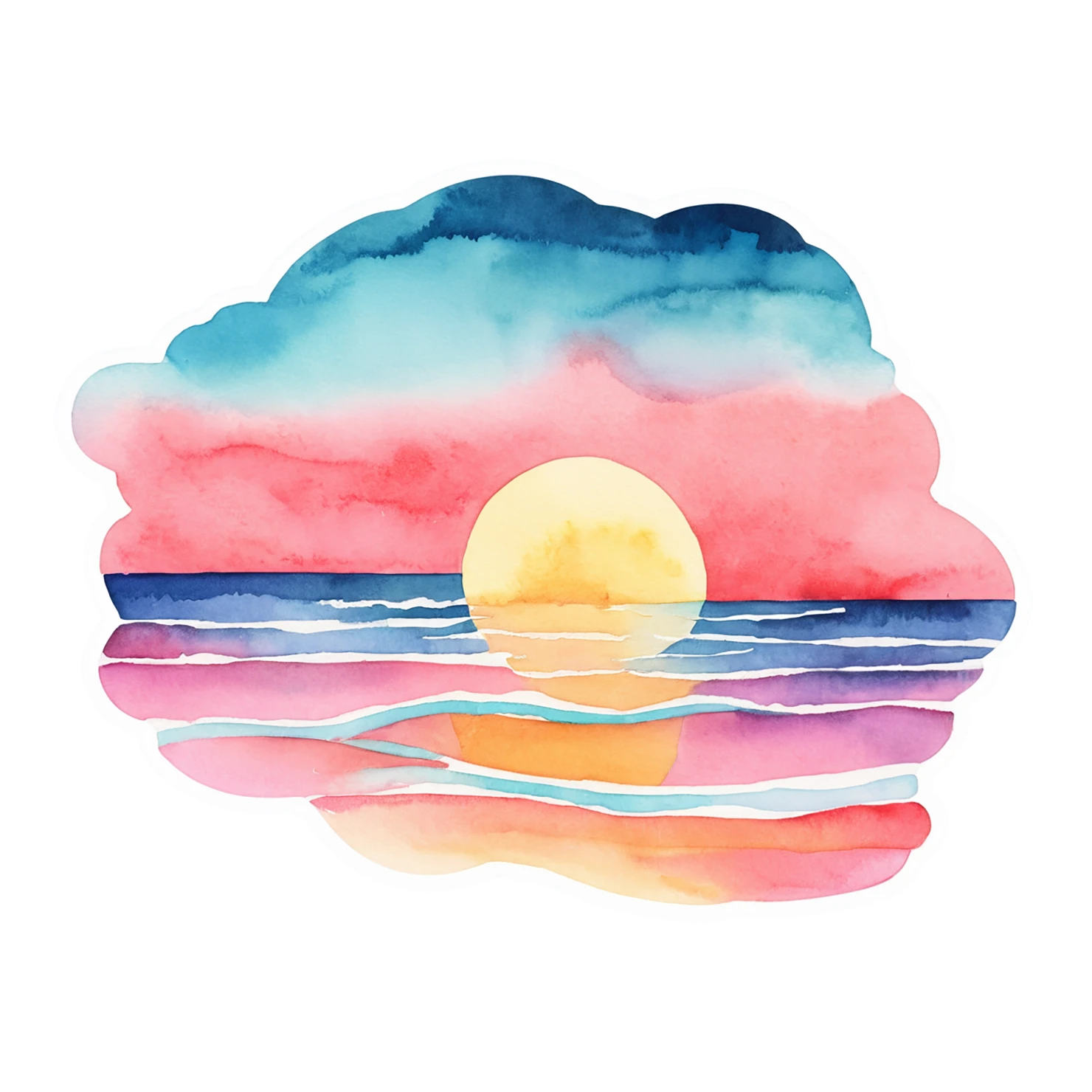 Beach Watercolor sticker isolated on transparent background #12717