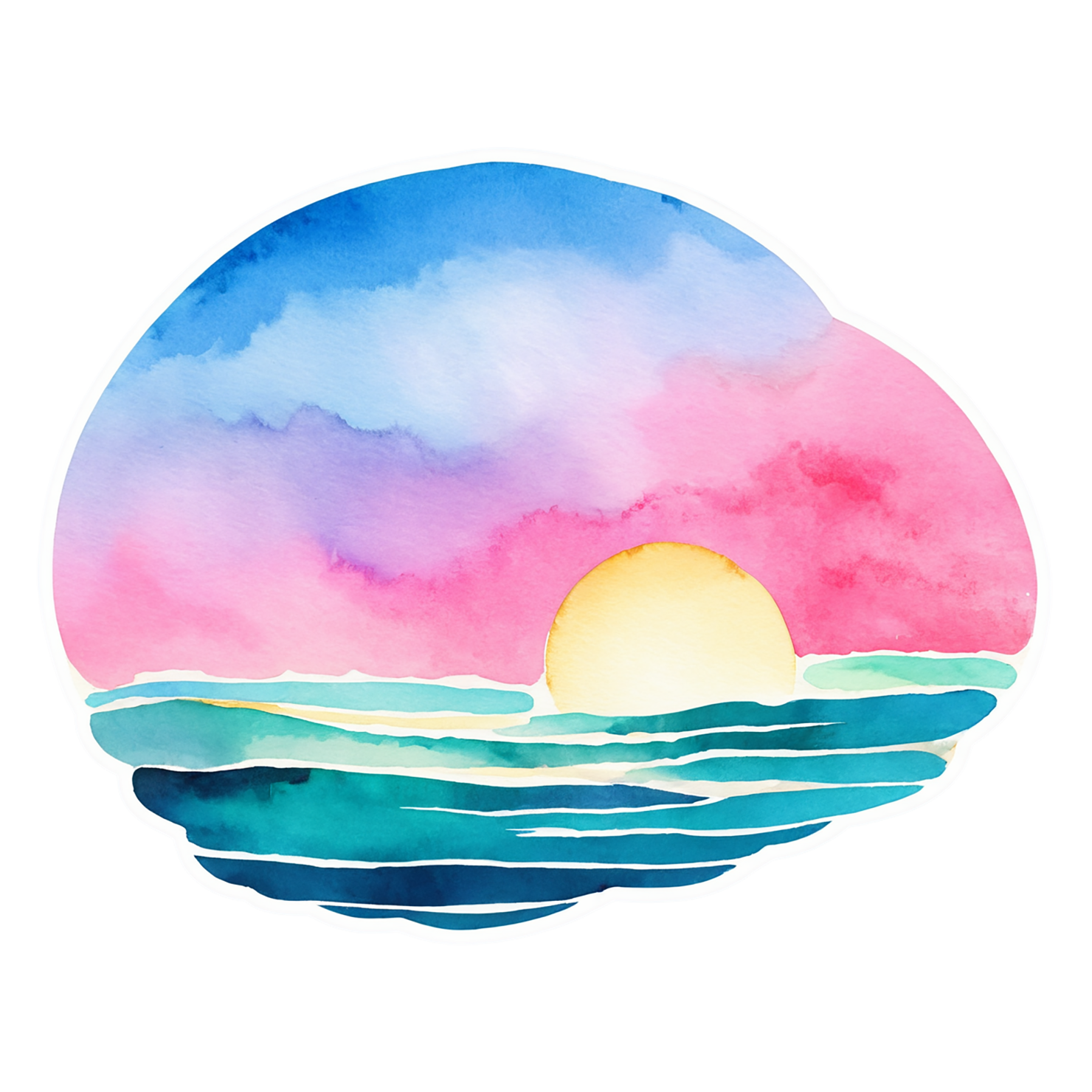 Beach Watercolor sticker isolated on transparent background #12718