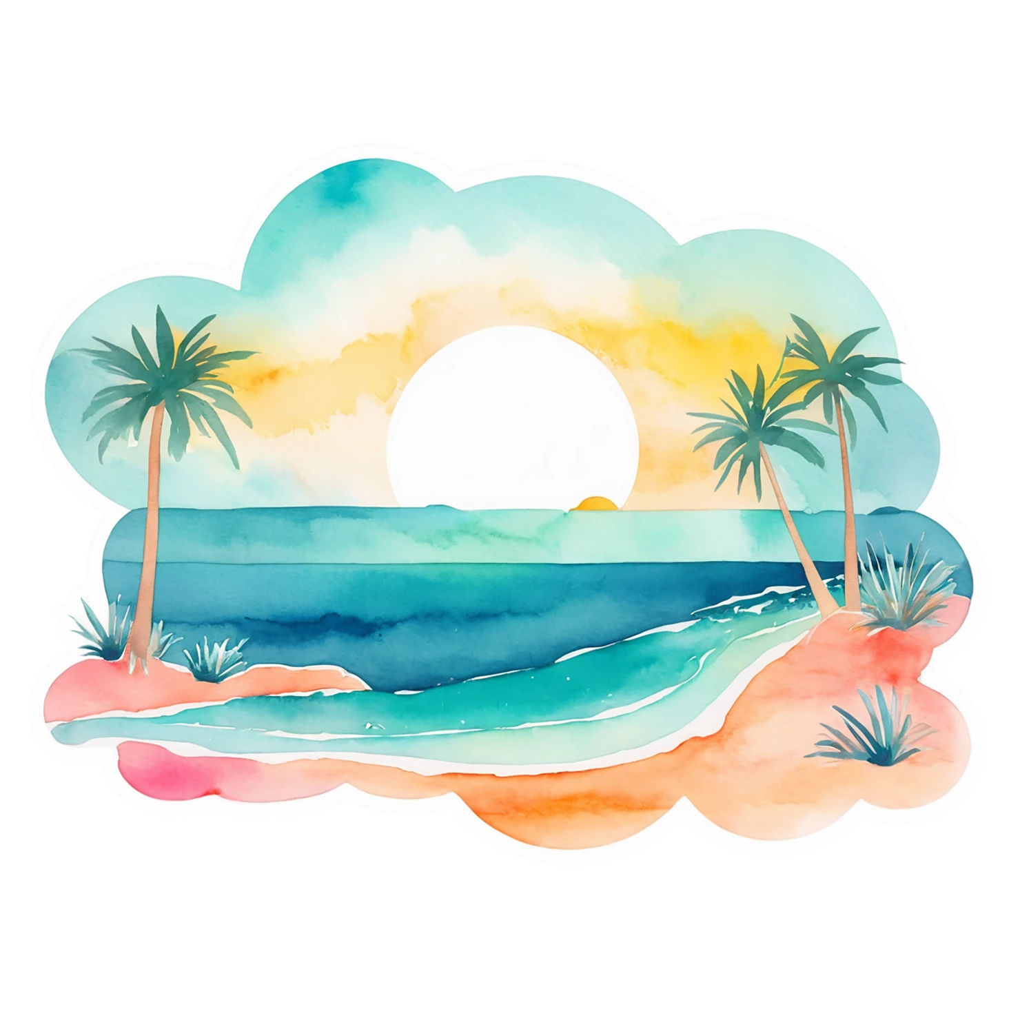 Beach Watercolor sticker isolated on transparent background #12719
