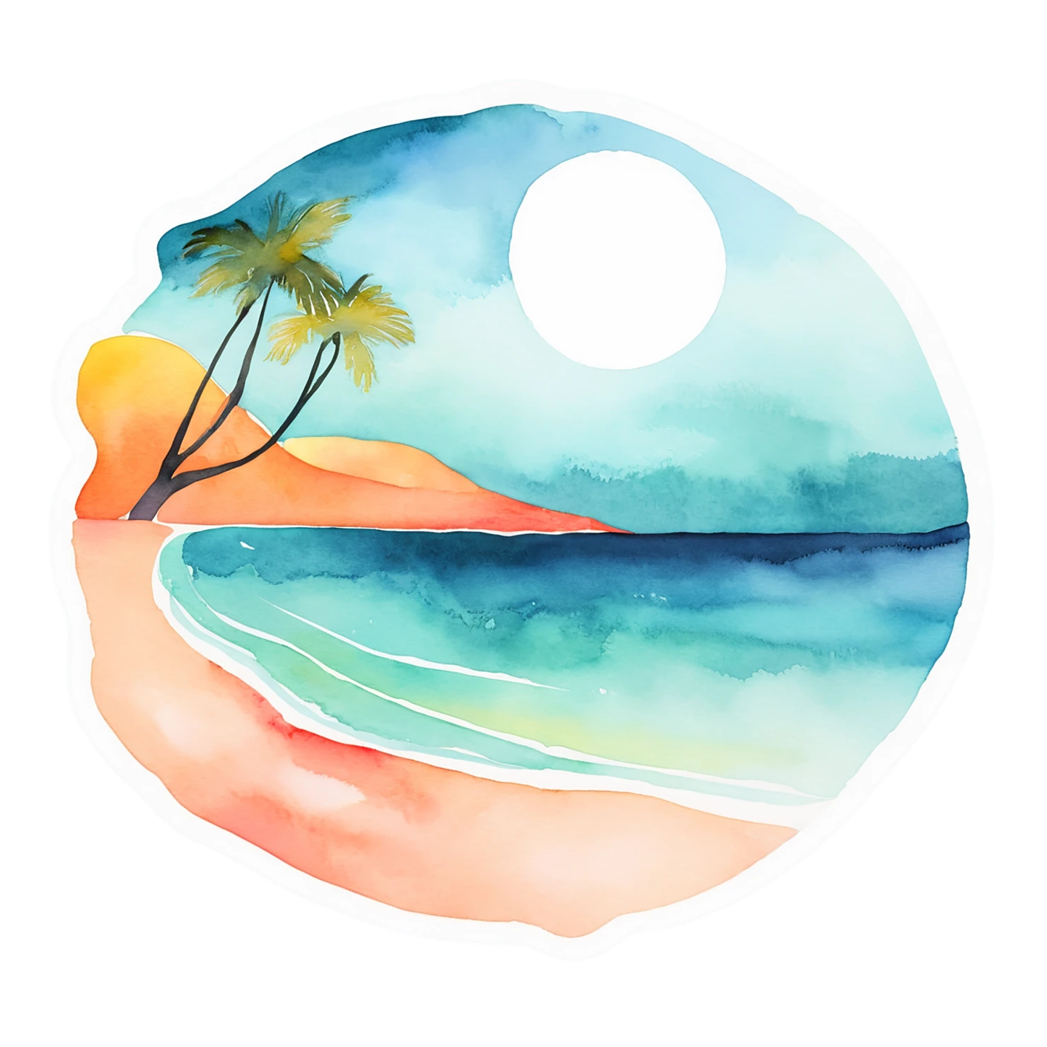 Beach Watercolor sticker isolated on transparent background #12720